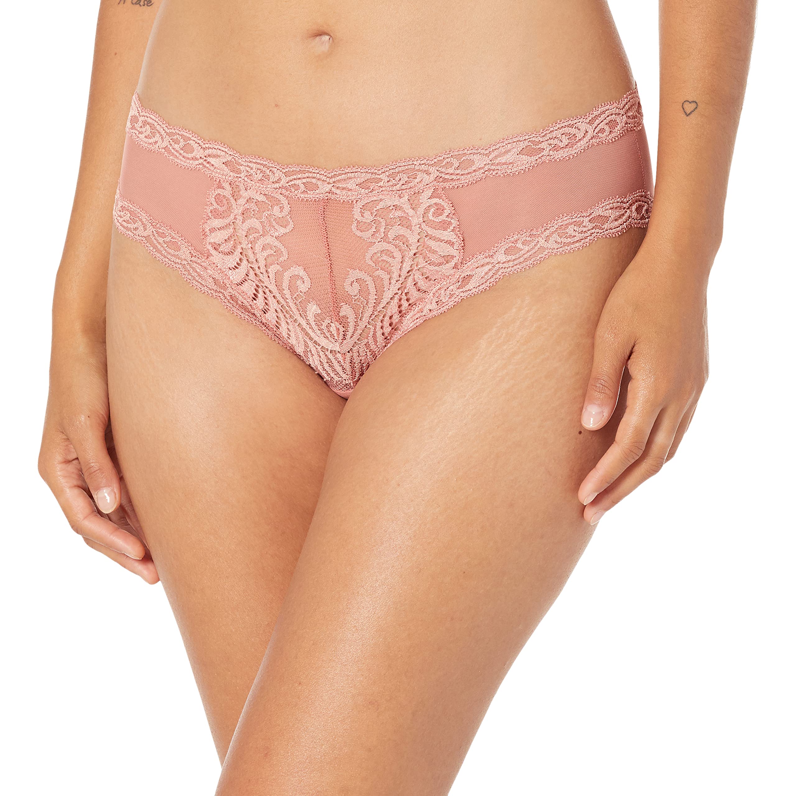 Natori Women's Feathers Hipster Underwear - Soft Comfortable Cotton Panties for Everyday Wear - Sandy Rose Color - Size Medium - Perfect for Lounge, Sleep and Casual Outfits