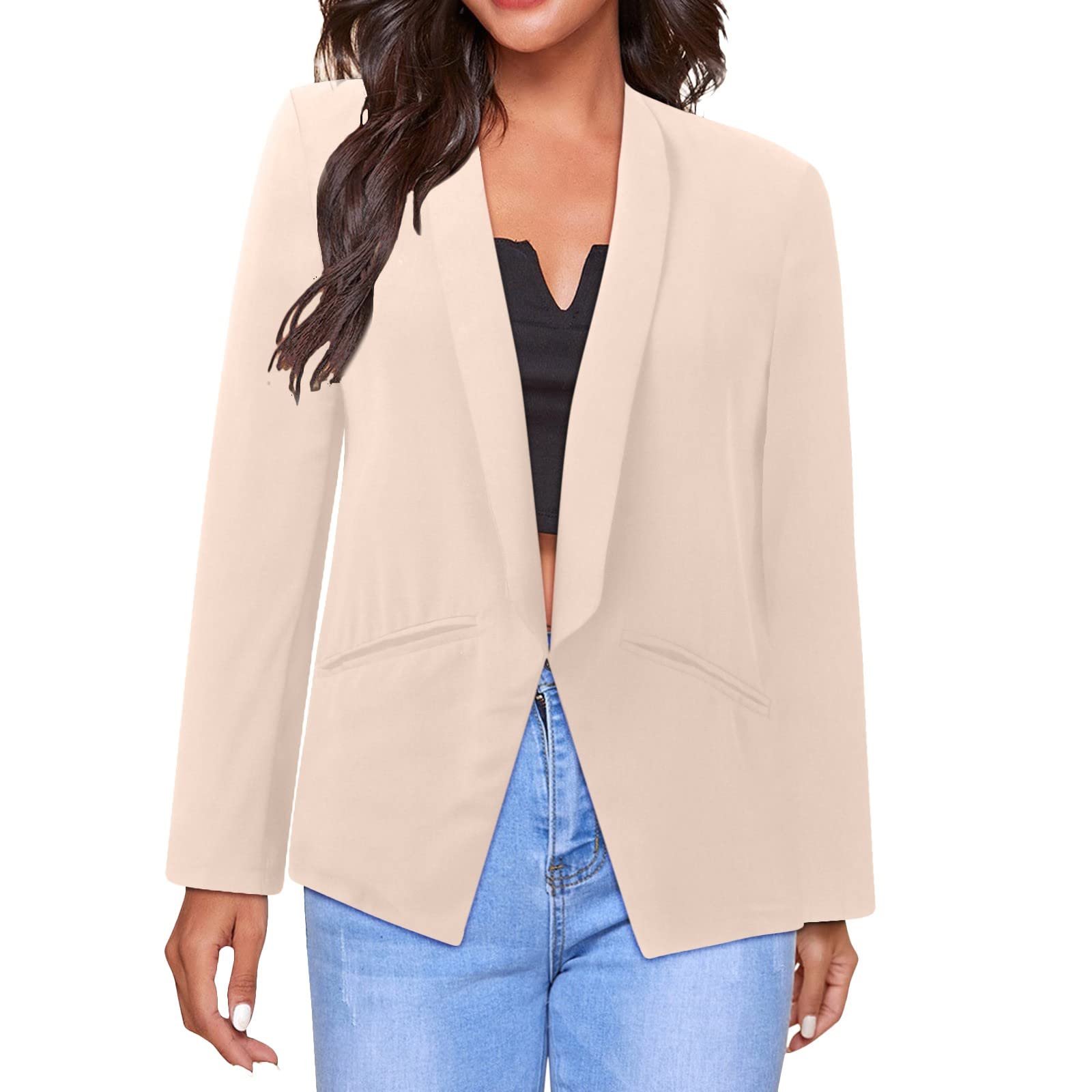Women's Corset Tops - Slim Fit Long Sleeve Solid Color Blazer Jacket for Office, Party & Formal Wear | Elegant Small Suit Coat for Business & Evening Occasions