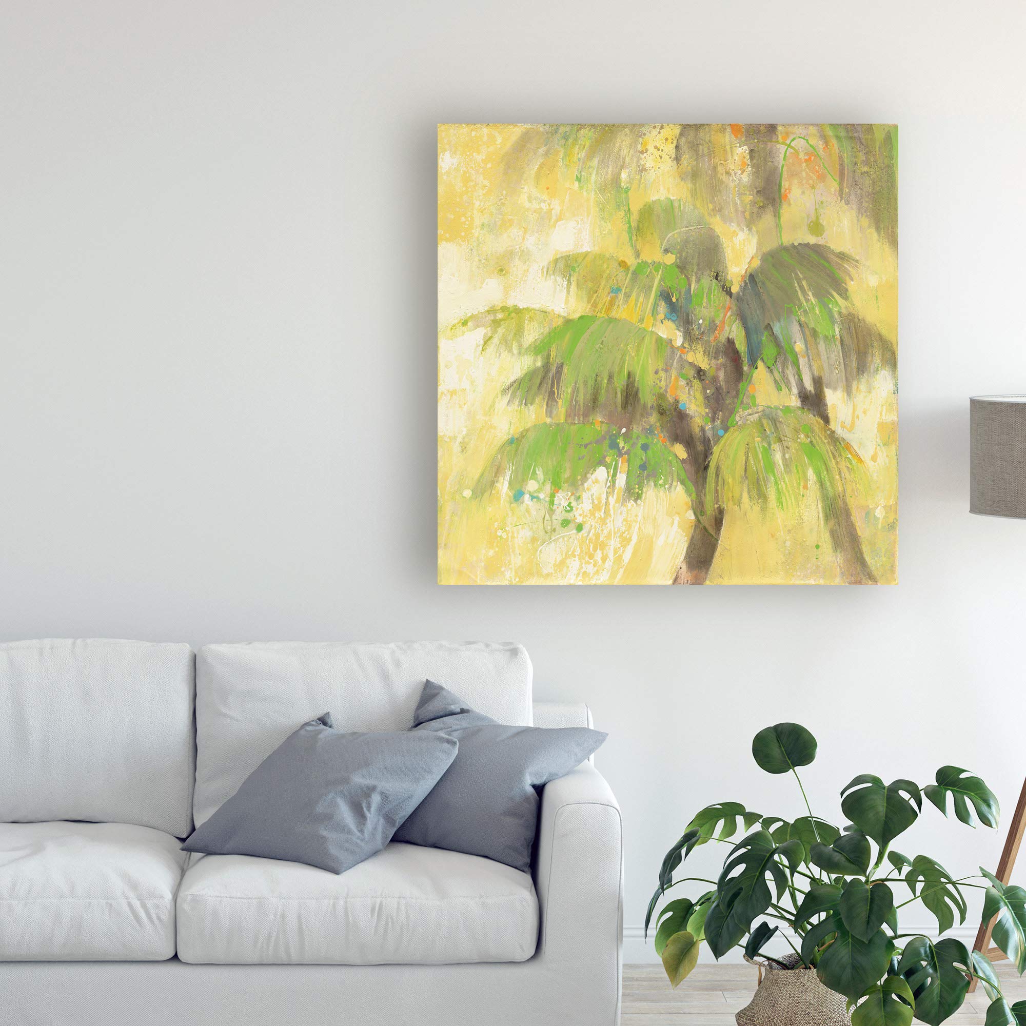 Trademark Fine Art 18x18 Breezy Palm II by Albena Hristova - Tropical Beach Wall Decor for Living Room, Bedroom & Office