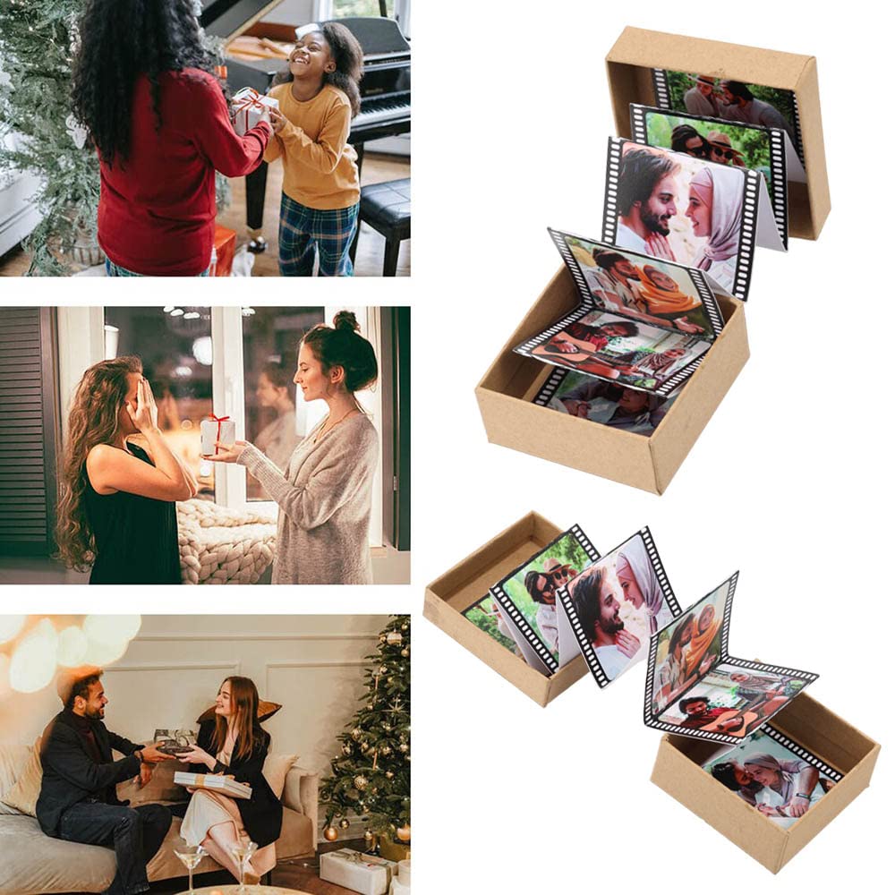 Personalized Custom Photo Album Box with Lid - Holds 10 Photos | Unique Gift for Couples, Friends, Mothers | Anniversary & Valentine's Day Present | Perfect for Wedding Memories, Baby Photos & Travel Keepsakes