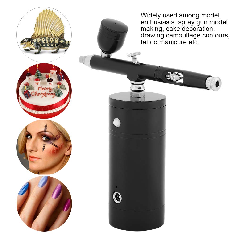 Ejoyous Mini Airbrush Kit - 0.3mm Black Portable Dual Action Airbrush Spray Paint Set with Air Compressor for Professional DIY Crafts, Makeup, Cake Decorating, Nail Art, Model Painting & Tattoos | Perfect for Hobbyists, Artists & Cosplay Enthusiasts