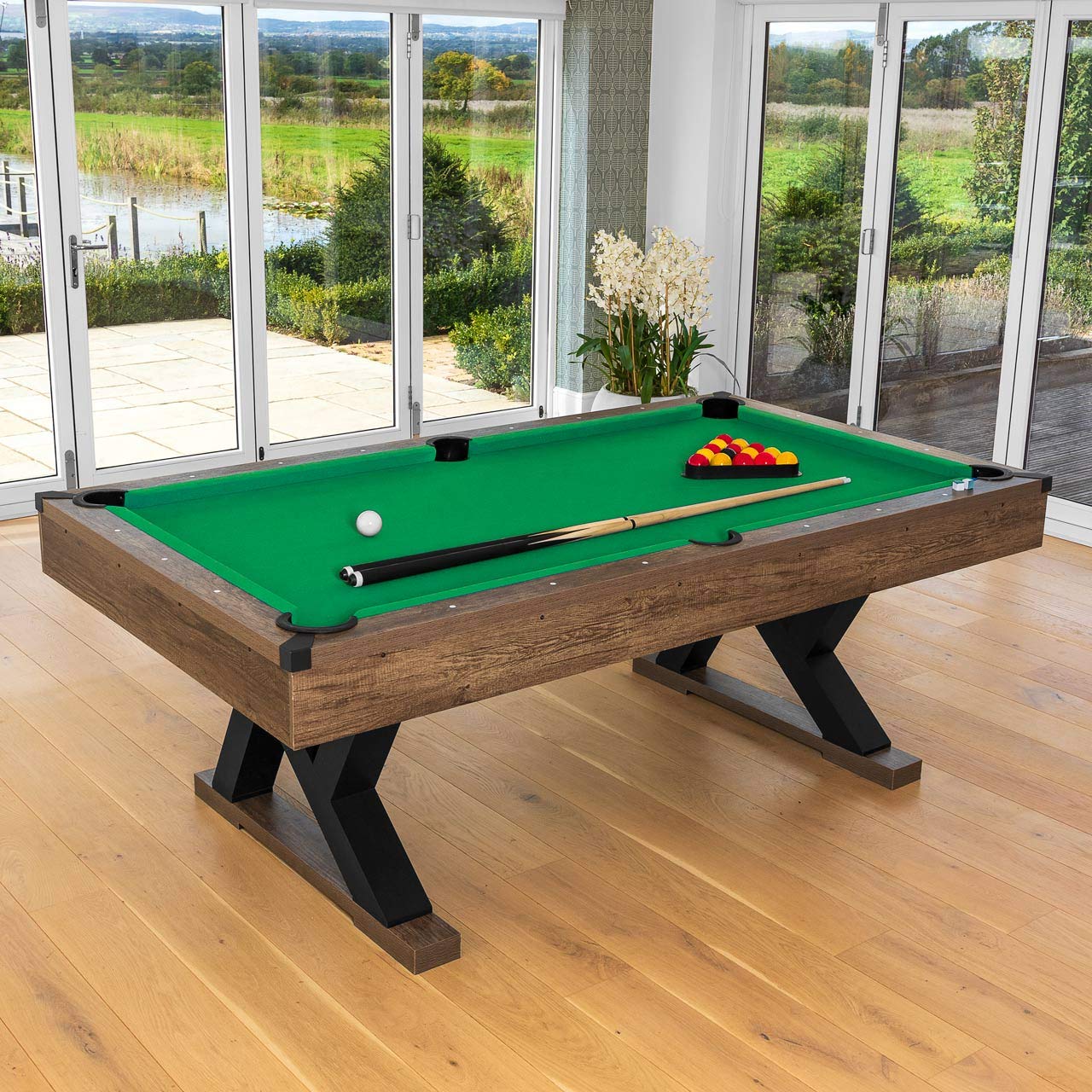 Premium PINPOINT Pool Table Set - Regulation Size Billiard Table with Cues, Balls & Accessories for Home Game Rooms & Bars | Perfect for Parties & Family Entertainment