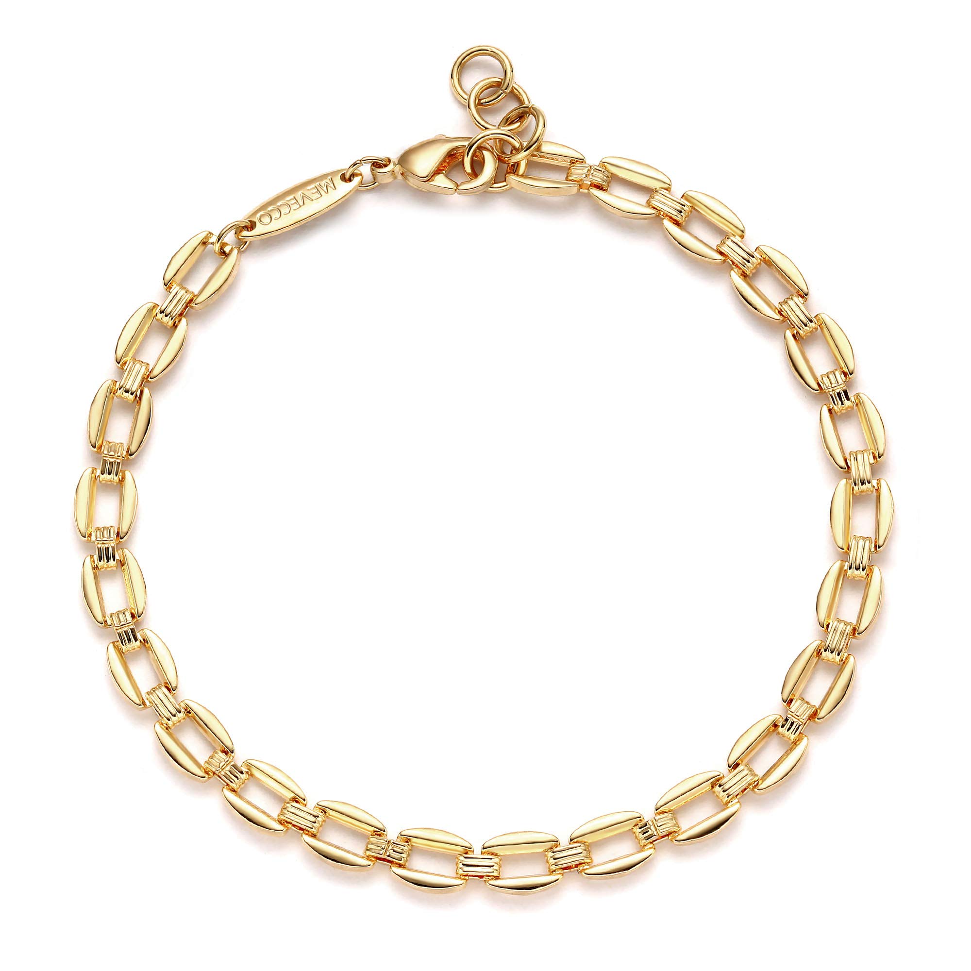 14K Gold Plated Chunky Chain Bracelet for Women - Handmade Embossed Spiral Figaro Link, Diamond Cut Dainty Bracelet | Perfect for Casual Wear, Parties & Gift Giving