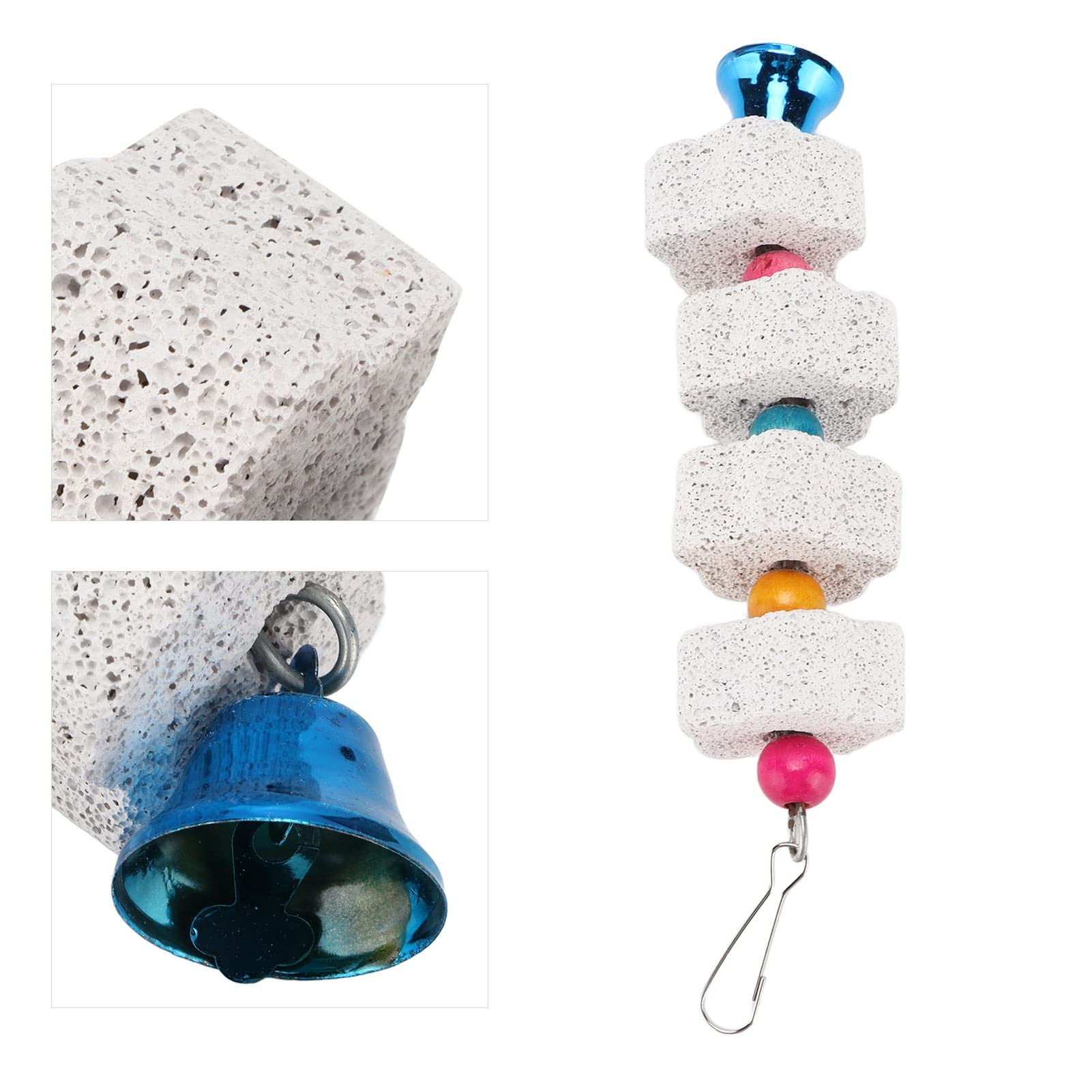 Premium Bird Beak Grinding Stone - Calcium Enriched Chew Toy with Bell | Natural Beak Care for Parakeets, Cockatiels & Small Pets | Cage Hanging Entertainment & Dental Health Accessory | Perfect for Playtime & Stress Relief