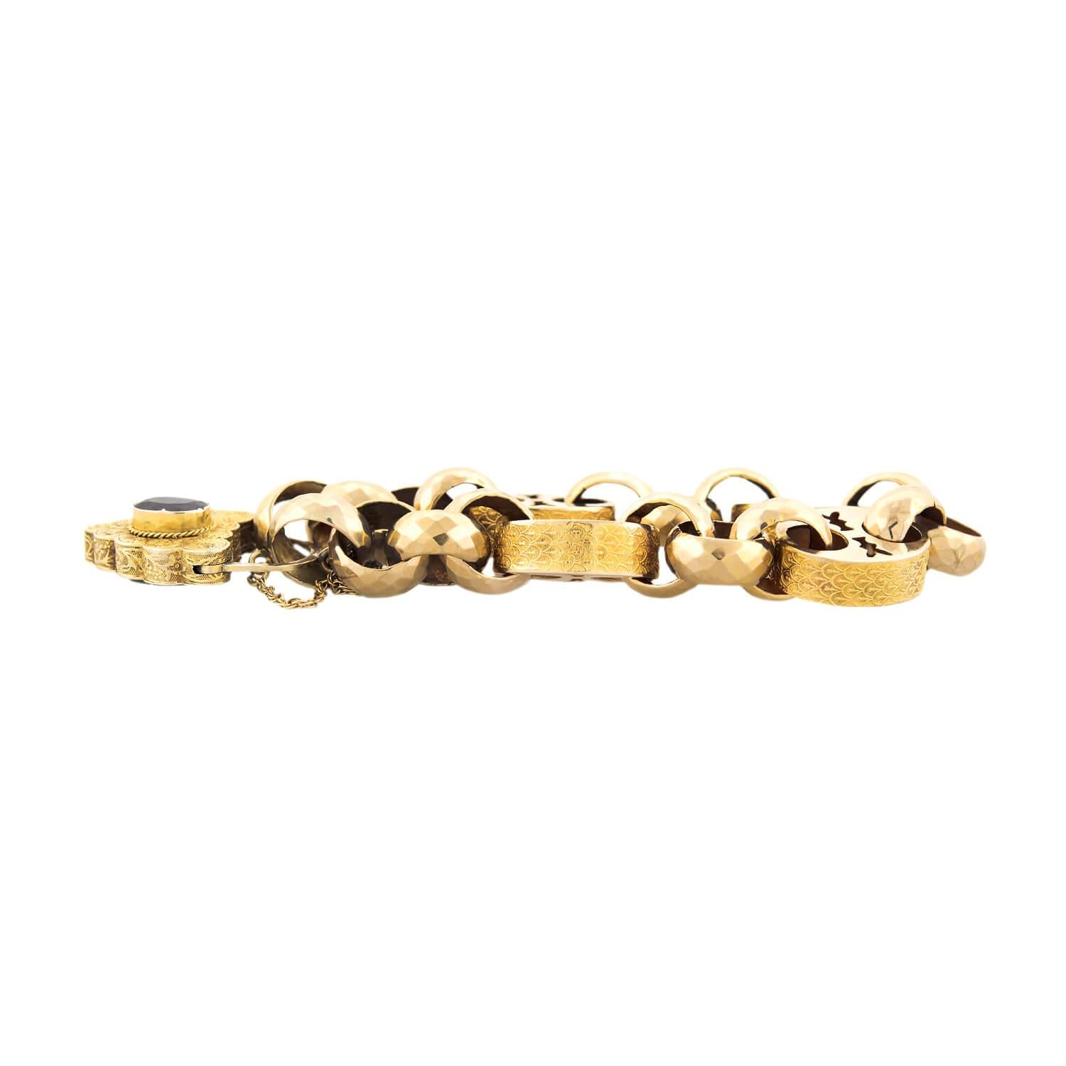 Victorian Style 14k Gold Garnet Mariner Link Padlock Locket Bracelet - Elegant Jewelry Gift for Women, Perfect for Valentine's Day, Anniversary & Special Occasions