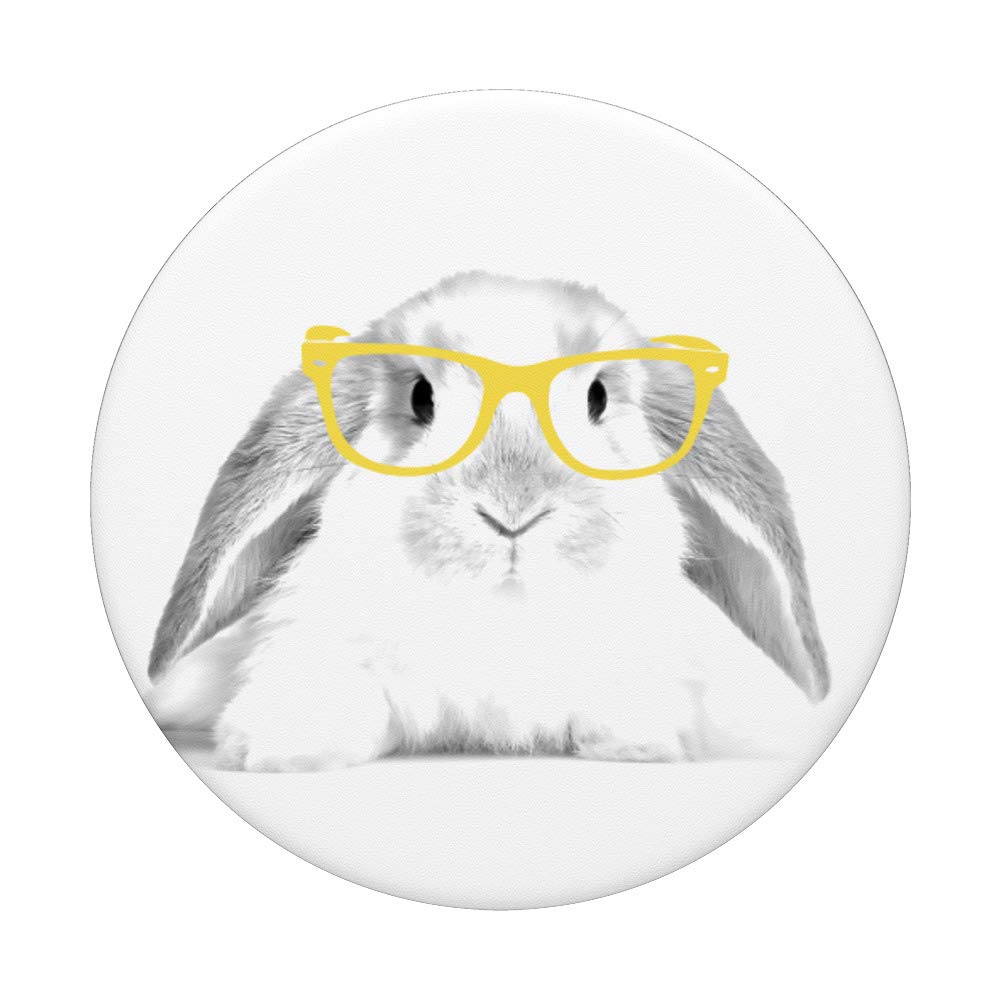 Bunny Rabbit with Yellow Glasses PopSockets PopGrip - Interchangeable Phone & Tablet Stand with Grip | Perfect for iPhone, Samsung & iPad | Cute Accessory for Work, School & Travel