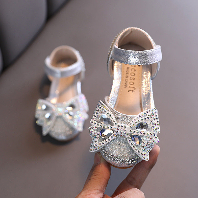 Sparkly Sequins Bow Knot Princess Sandals for Toddler Girls - Comfortable Summer Sandals for Beach, Party & Outdoor Play