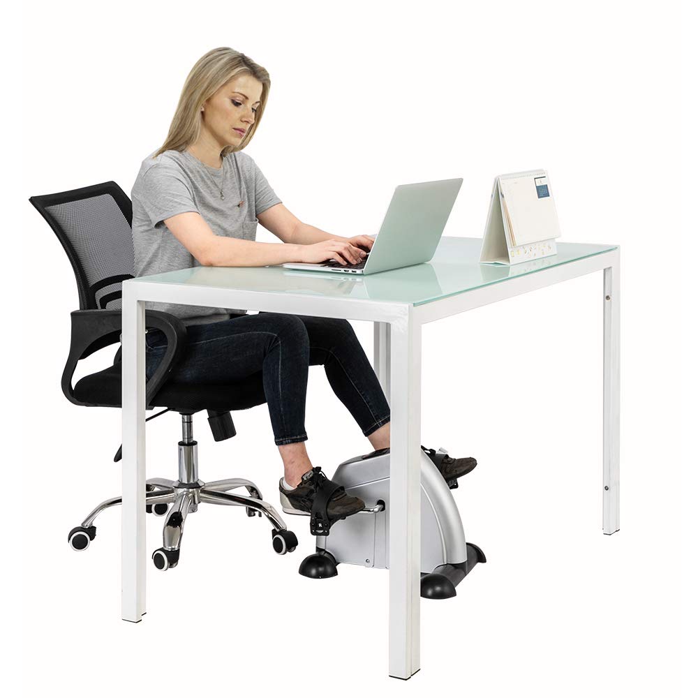 Under Desk Exercise Bike - Portable Mini Pedal Exerciser for Physical Therapy & Leg Workouts - Silver | Perfect for Office, Home & Rehab Use