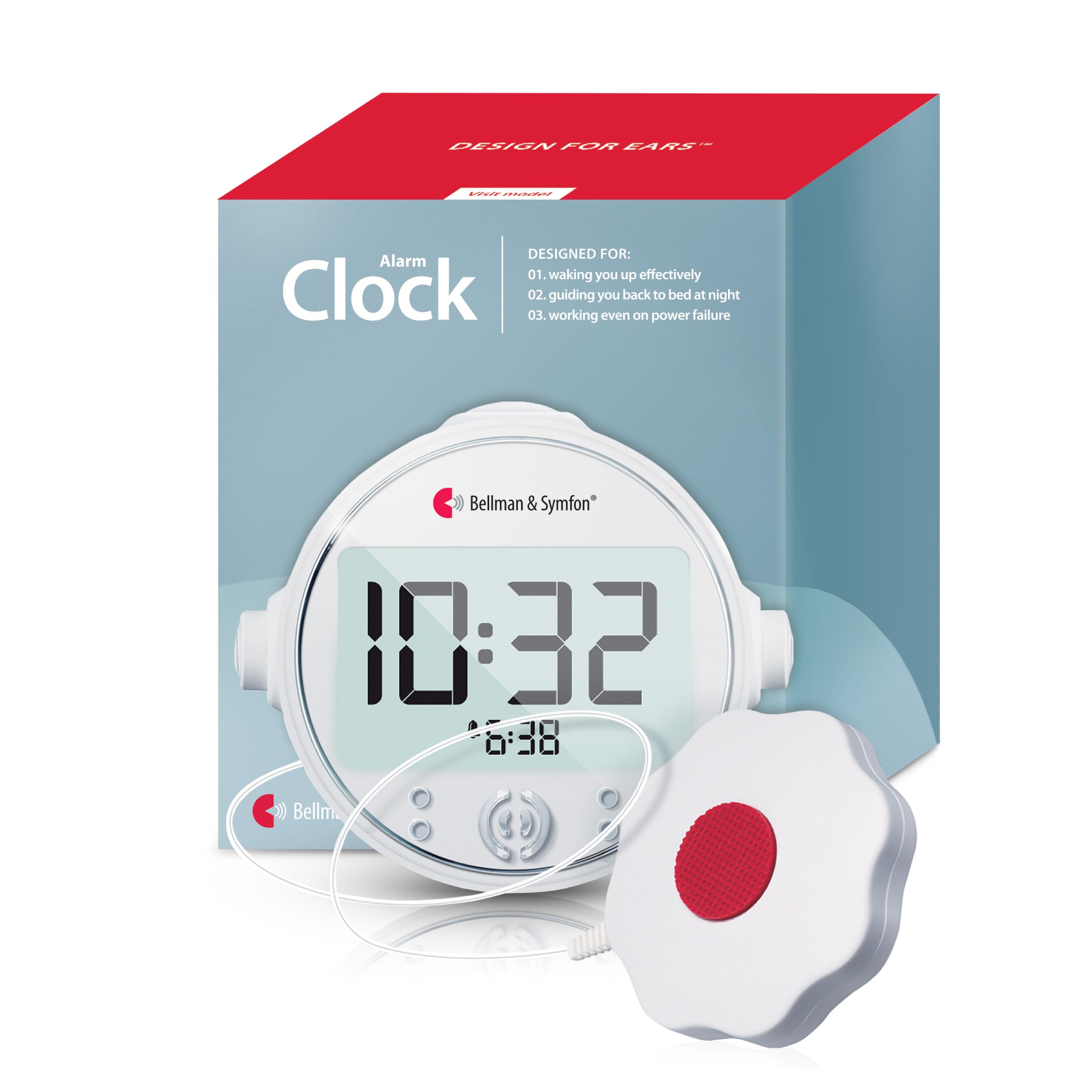 Bellman & Symfon Vibrating Alarm Clock Pro with Bed Shaker - Loud Alarm & Flashing LED Lights for Heavy Sleepers, Hard of Hearing & Deaf - Perfect for Home, Travel & Dorm Rooms