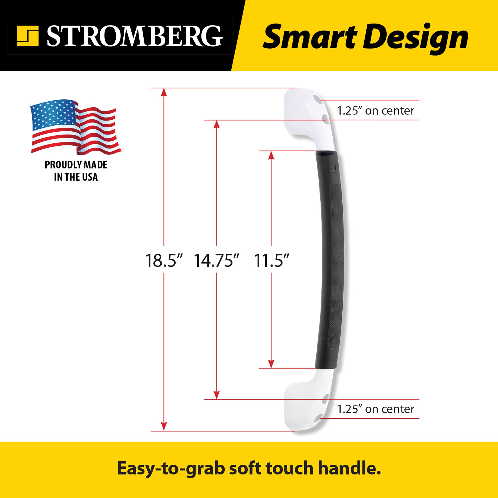 Stromberg Carlson AH-100 White Soft Touch RV Assist Handle - Non-Slip Exterior Grab Bar for RV, Camper & Trailer Entry - Ergonomic Comfort Grip for Safe Boarding & Exit - Perfect for Elderly & Mobility Assistance