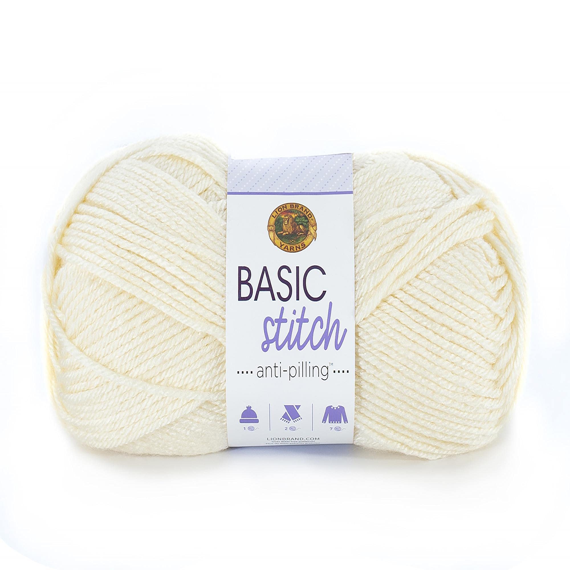 Lion Brand Yarn Basic Stitch Anti-Pilling Knitting & Crochet Yarn - Soft, Durable, 555 Feet (1 Pack) - Perfect for Scarves, Blankets, and DIY Crafts