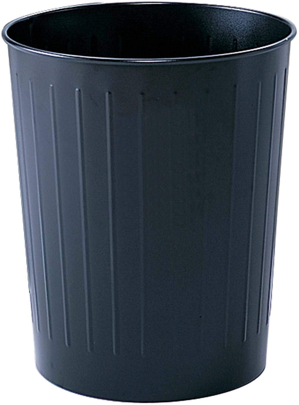 23.5-Quart Round Trash Can - Set of 6 (Black/Gray) for Kitchen, Office, Bathroom & Outdoor Use - Durable Waste Bin with Lid [Model 9604BL]