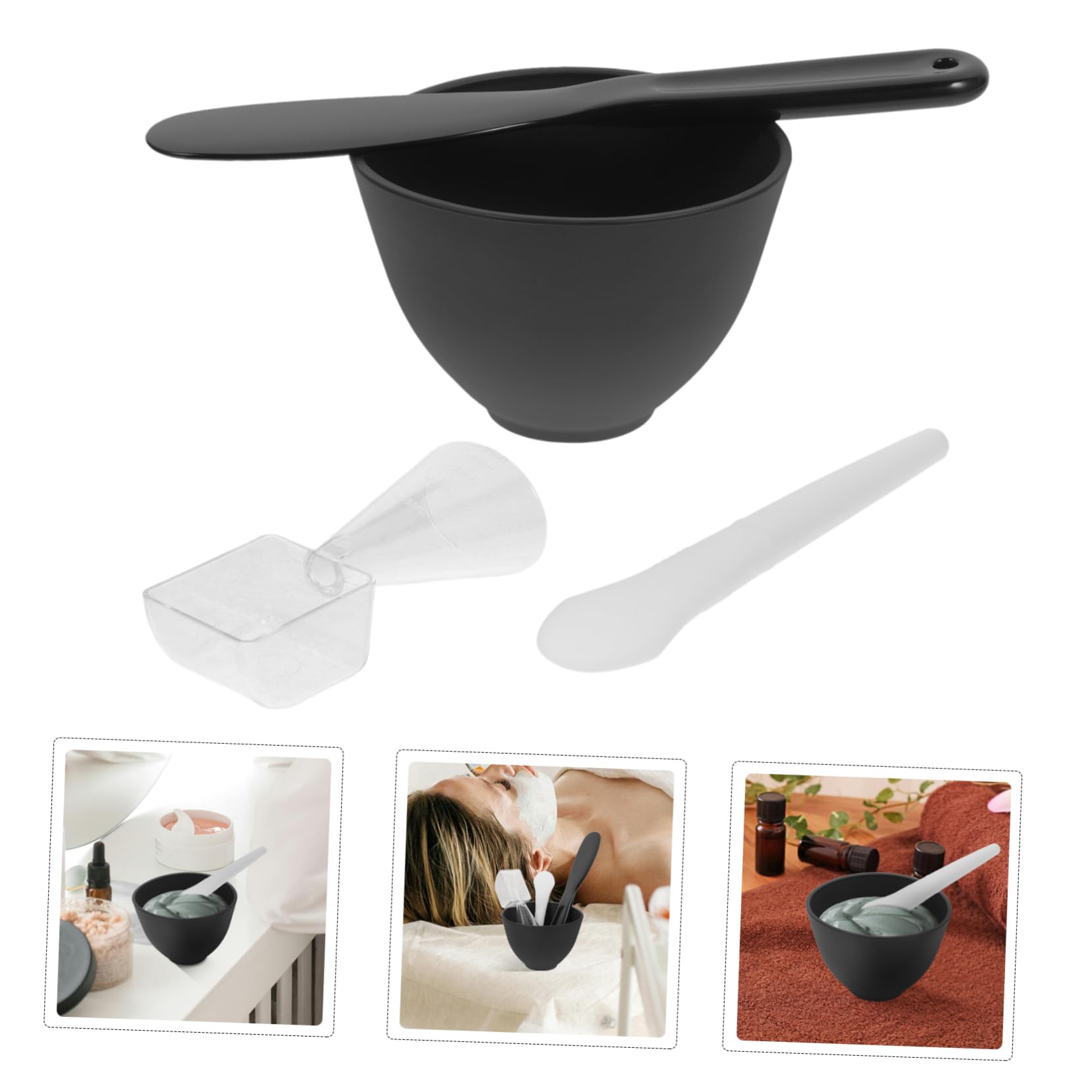 Professional Silicone Facial Mask Mixing Bowl Set - DIY Spa Tool for Homemade Skincare, Black Mask Applicator & Bowl - Perfect for At-Home Facials & Beauty Treatments
