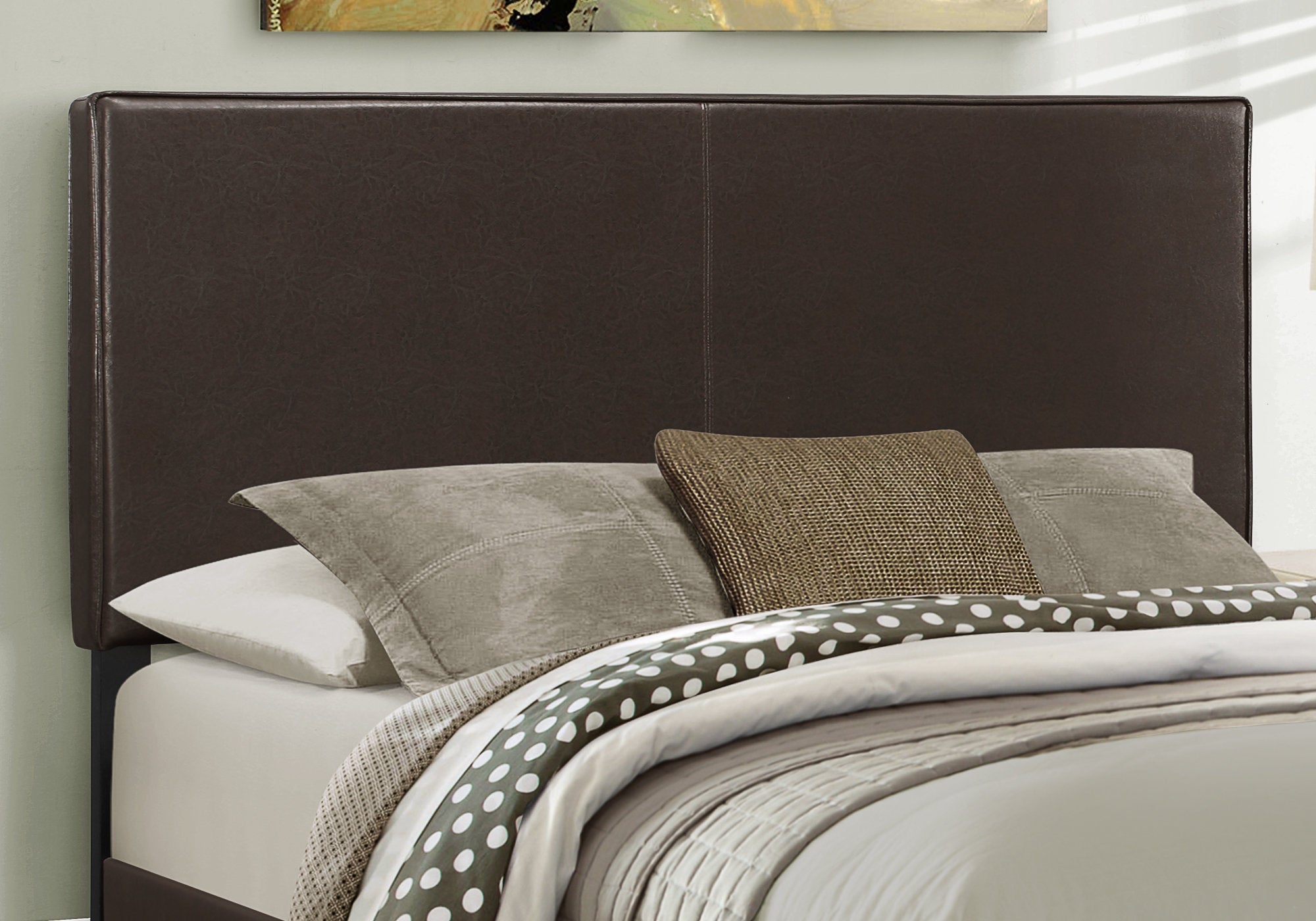 Queen Size Dark Brown Faux Leather Bed Frame - Modern Luxury Bedroom Furniture for Master & Guest Rooms