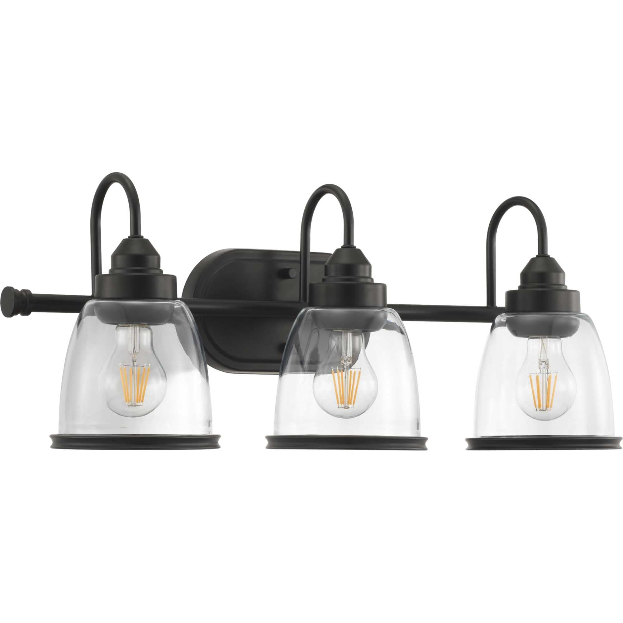 Progress Lighting Saluda Collection 3-Light Clear Glass Coastal Bath Vanity Light in Antique Bronze - Perfect for Beach House Bathrooms, Coastal Decor & Nautical Themed Homes