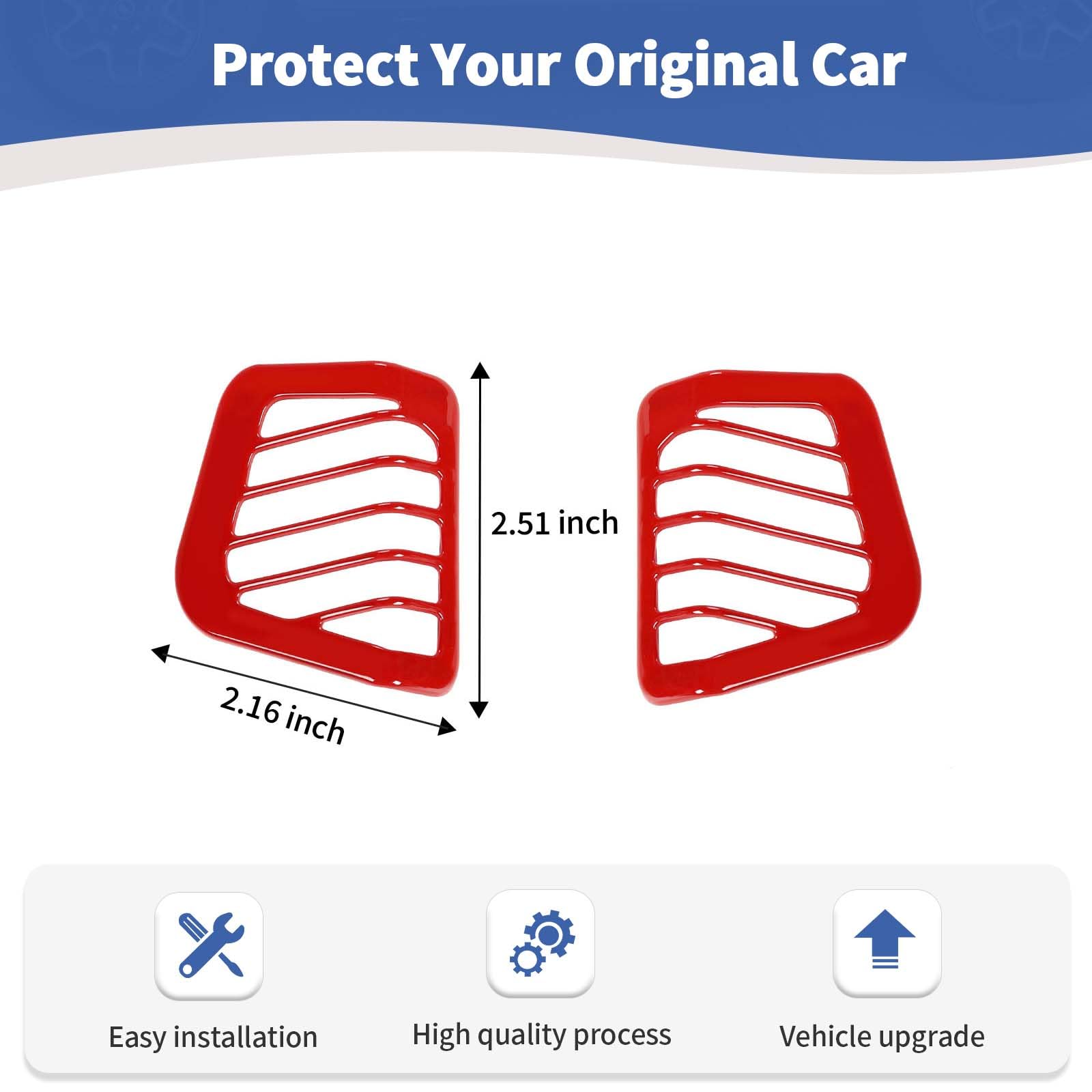 Jeep JL Dash Side Air Vent Trim Cover - Red Interior Accessories for Jeep Wrangler JL/JLU & Gladiator JT (2018-2023) - 2pcs - Perfect for Off-Roading & Interior Customization