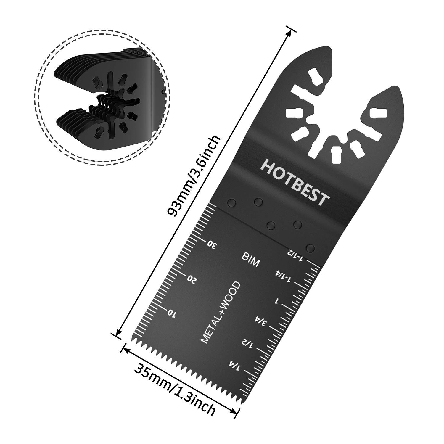 50 Pack Bi-Metal Oscillating Multi Tool Saw Blades - Quick Release, Universal Fit for Porter Cable, Rockwell, Makita, Black & Decker & Dremel - Perfect for Wood Cutting, Metal Grinding & DIY Home Renovation Projects