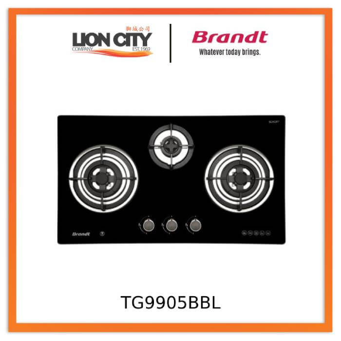 Brandt TG9905BBL 3 Burner Gas Stove Top - High Efficiency Stainless Steel Cooktop for Home Kitchen | Perfect for Boiling, Frying & Simmering