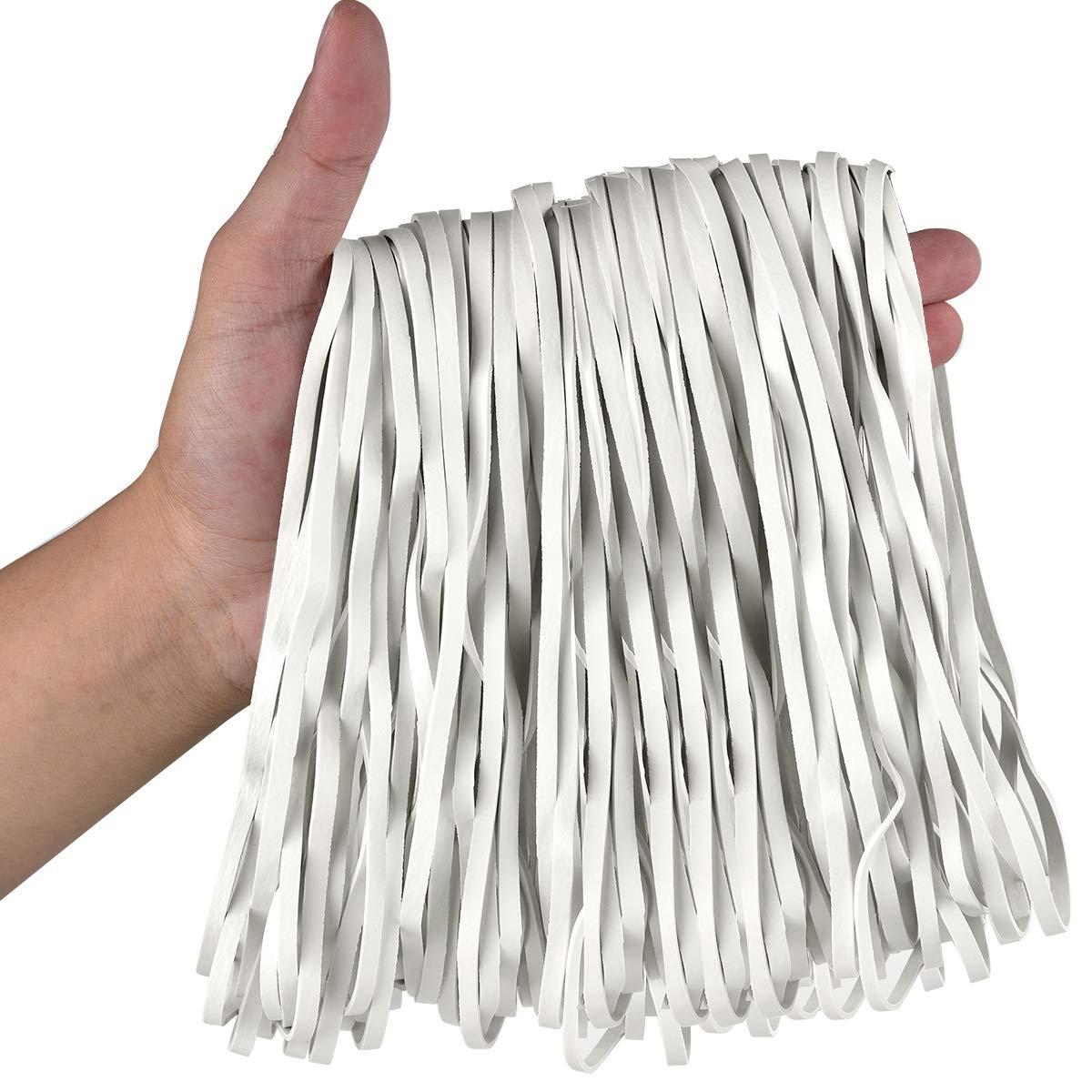Coopay 180-Piece Large Rubber Bands Bulk - 8 Inch Heavy Duty Strong Elastic Bands for Office, School & Home Use - Secures Trash Cans, Garbage Bags & File Folders (White) - Perfect for Organizing, Bundling & Household Chores