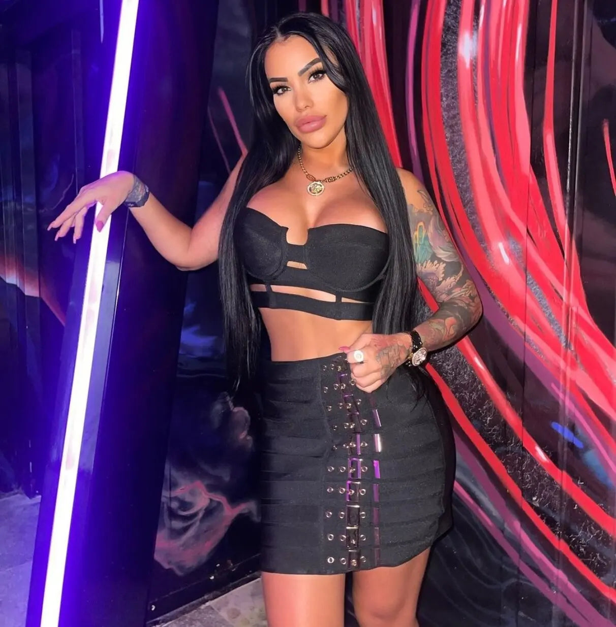 2024 New Sexy Bandage Top & Pencil Skirt Set for Women | Nightclub Party Outfit | High Quality Clubwear for Celebrations & Date Nights
