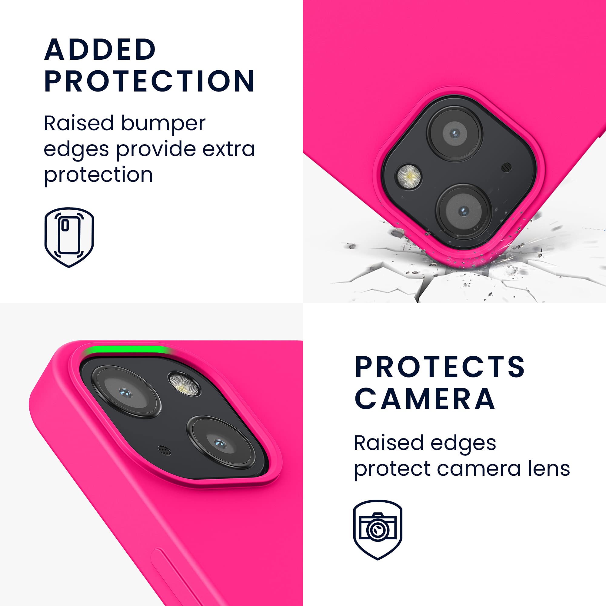 kwmobile Slim Protective TPU Silicone Case for Apple iPhone 13 - Shockproof Phone Cover in Neon Pink | Perfect for Everyday Use, Work & Outdoor Activities