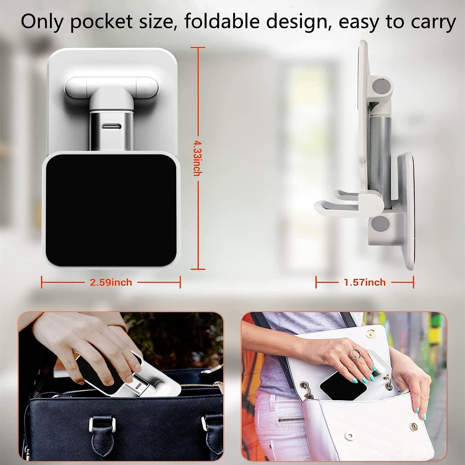 (1 Pack) White Wall Mount Phone Holder - Extendable Adjustable Cellphone Stand for Desk, Mirror, Bathroom, Bedroom, Kitchen & Office - Compatible with iPhone & All Smartphones/Tablets - Perfect for Hands-Free Viewing While Cooking, Working & Relaxing