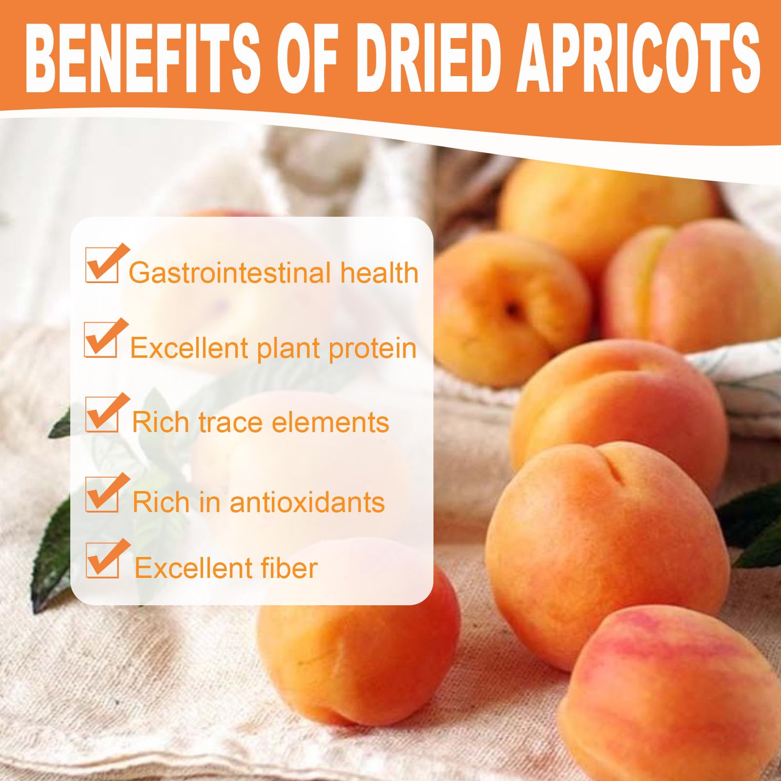 Organic Dried Apricots No Sugar Added (7oz) - Natural Vegan Snacks, Resealable Bag for Healthy Diet | Perfect for On-the-Go, Lunch Boxes & Hiking Snacks