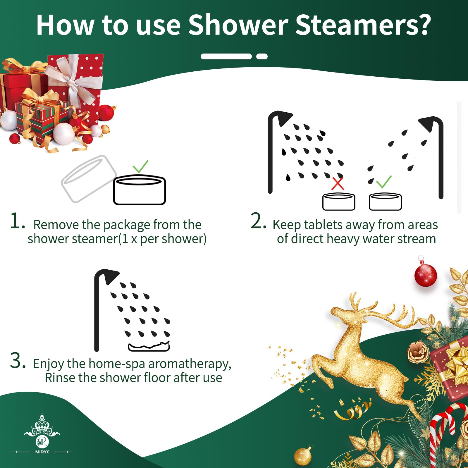 16 Pack Christmas Shower Steamers with Essential Oils - Aromatherapy Bath Bombs for Relaxation, Perfect Holiday Stocking Stuffers Gifts for Women & Men - Great for Stress Relief & Spa Nights