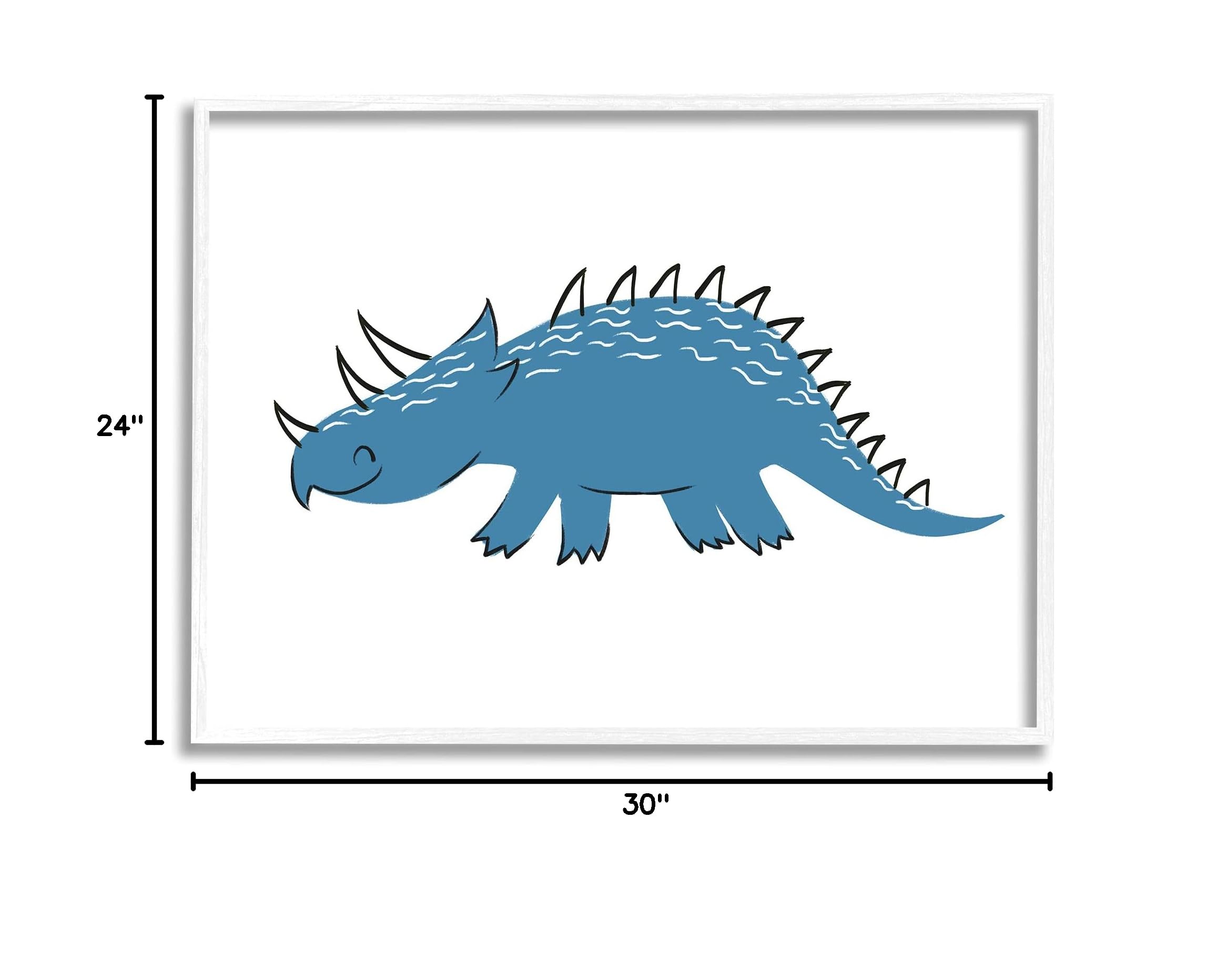 Stupell Industries Happy Blue Dinosaur Fun Spiked Kids' Reptile Wall Art - 24