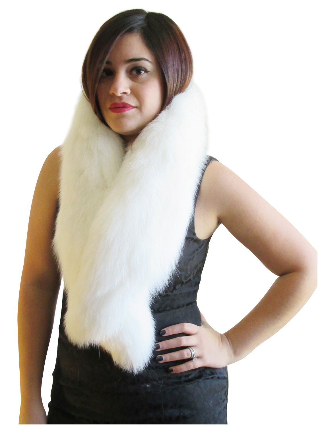 Luxury Fox Fur Clip-On Collar for Women - Elegant Faux Fur Detachable Neckpiece for Winter Fashion, Parties & Special Occasions