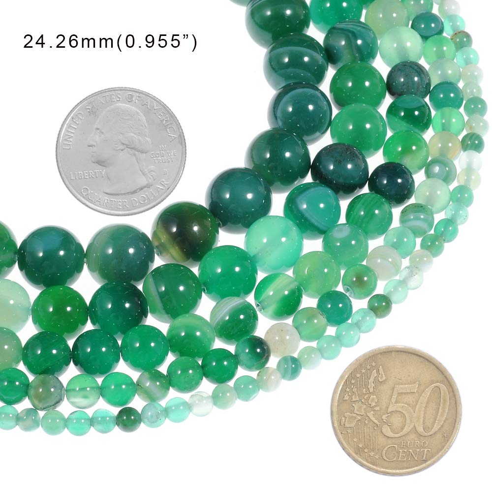 8mm Green Stripe Agate Natural Stone Beads - Round Loose Gemstone Beads for Jewelry Making DIY, Crystal Energy Healing Stones (1 Strand 15