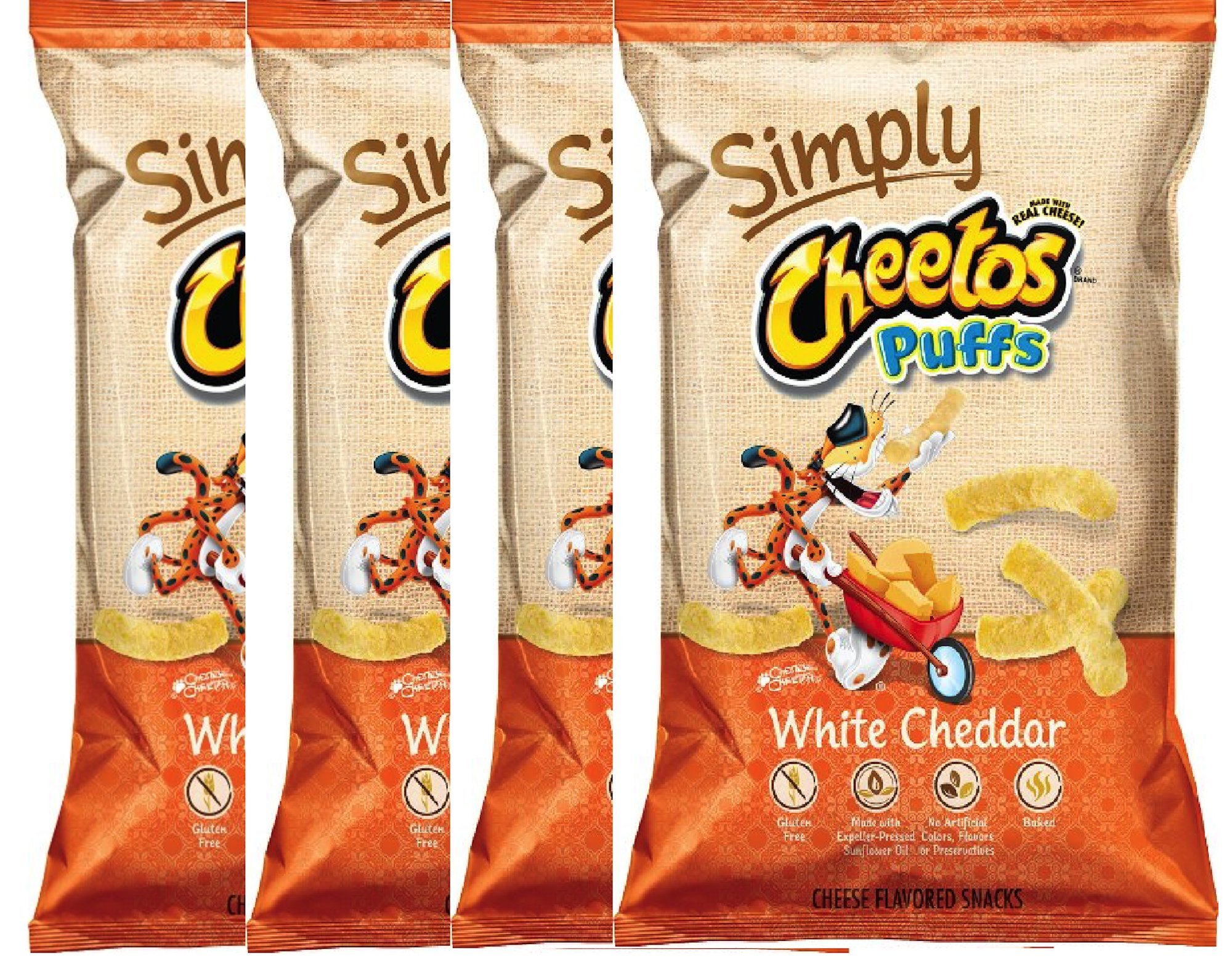 Cheetos White Cheddar Cheese Puffs Snacks - 8oz Bags (Pack of 4) | Crunchy Party Snack for Movie Nights & Game Day Gatherings