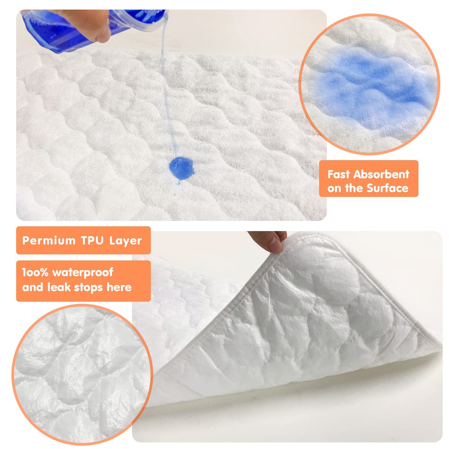 Nicoone Waterproof Changing Pad Liners - 3PCS Bamboo Terry Surface Diaper Changing Mat Liners, Washable & Reusable for Baby Care | Home Nursery, Outdoor Travel & On-the-Go Diaper Changes