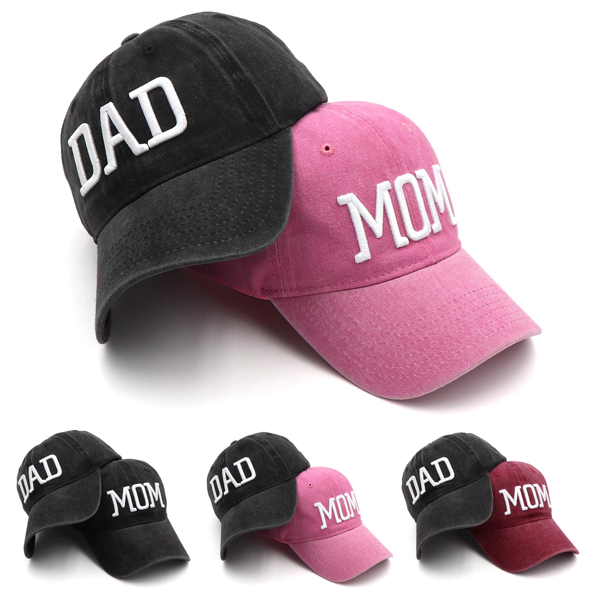 Embroidered Baseball Cap for New Parents - Adjustable Dad & Mom Hats - Perfect Gender Neutral Gift for Couples - Ideal for Outdoor Activities, Family Photos & Newborn Announcements