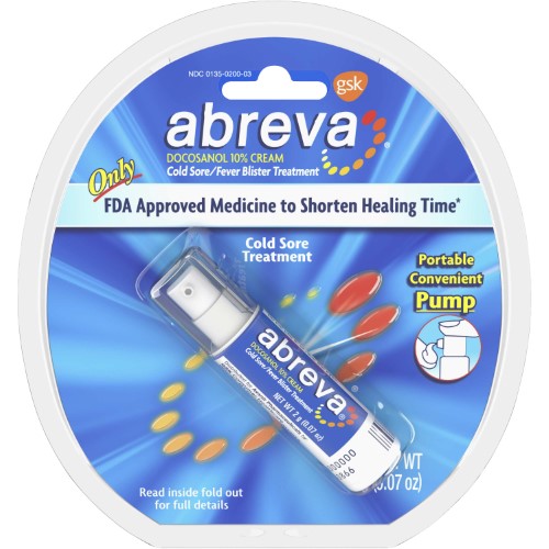 Abreva Cold Sore Treatment Cream Pump - Fast Acting Fever Blister Relief for Lips - Doctor Recommended for Cold Sore Symptoms - Perfect for Travel, Work & Daily Use