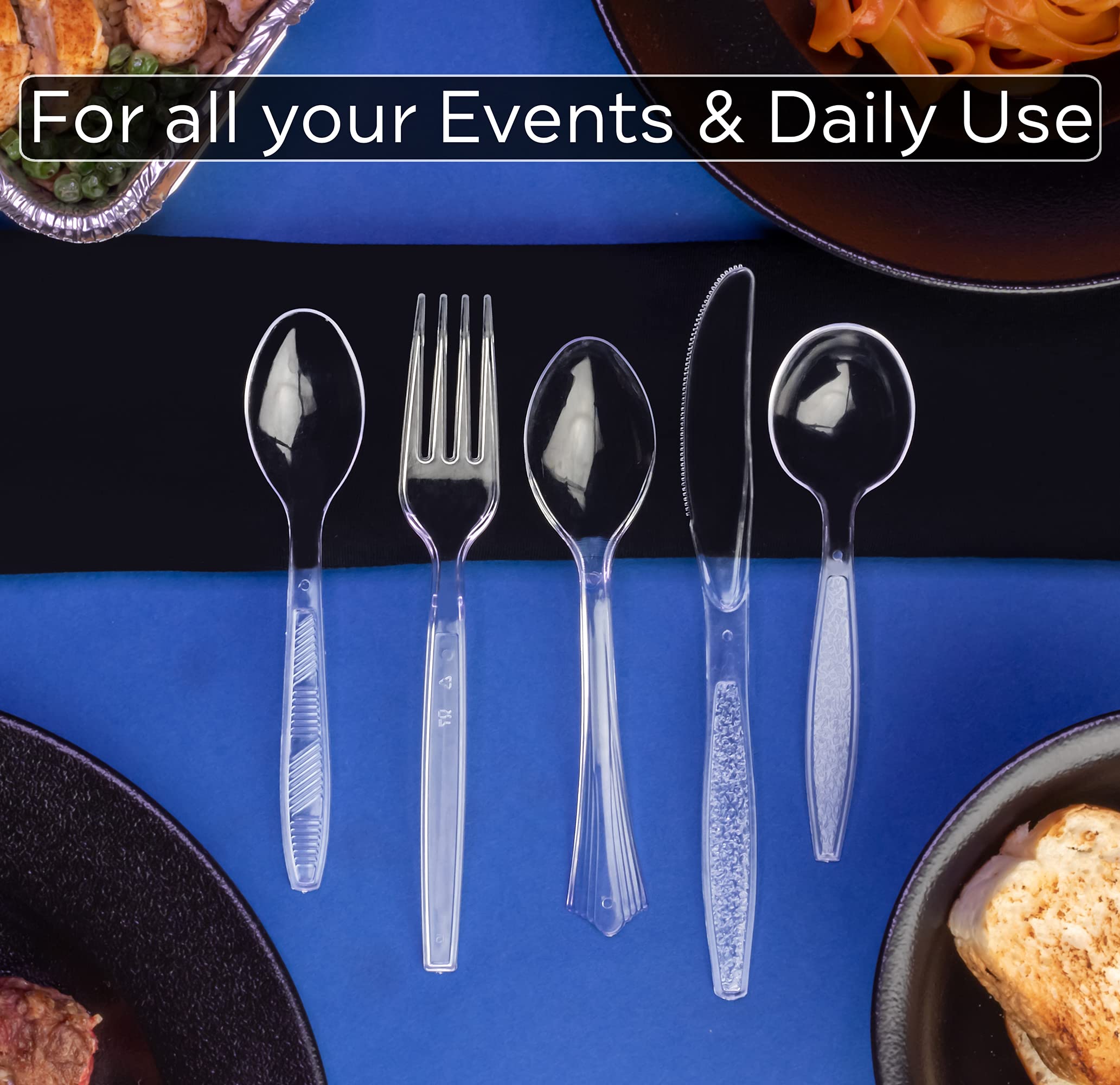 50-Pack Clear Disposable Plastic Forks - Heavy Duty, Shatter-Resistant & Eco-Friendly Utensils for Parties, Picnics & Catering Events