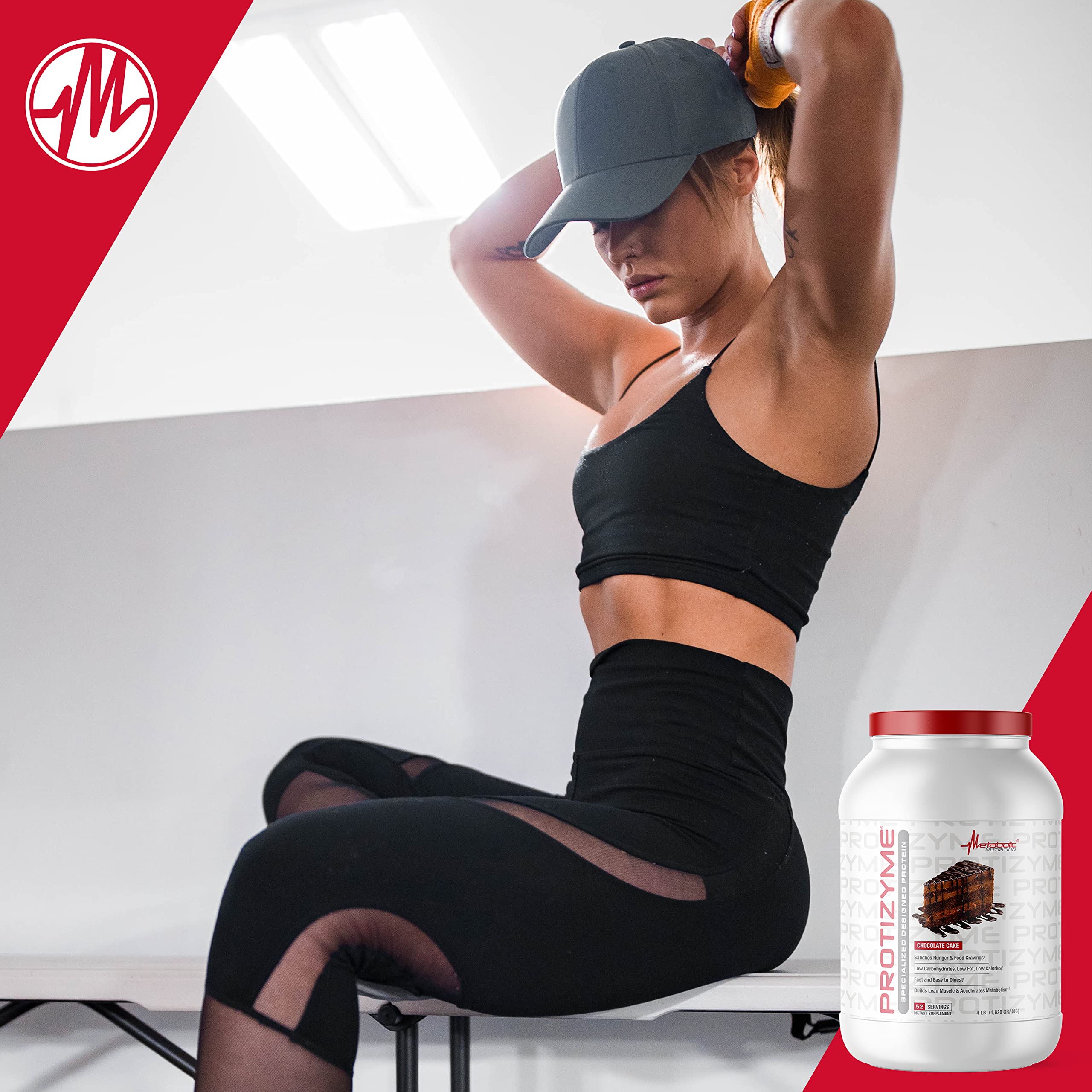 Metabolic Nutrition Protizyme 100% Whey Protein Powder - High Protein, Low Carb, Low Fat with Digestive Enzymes & 24 Vitamins - 4lb (52 Servings) for Muscle Recovery, Weight Loss & Post-Workout Nutrition