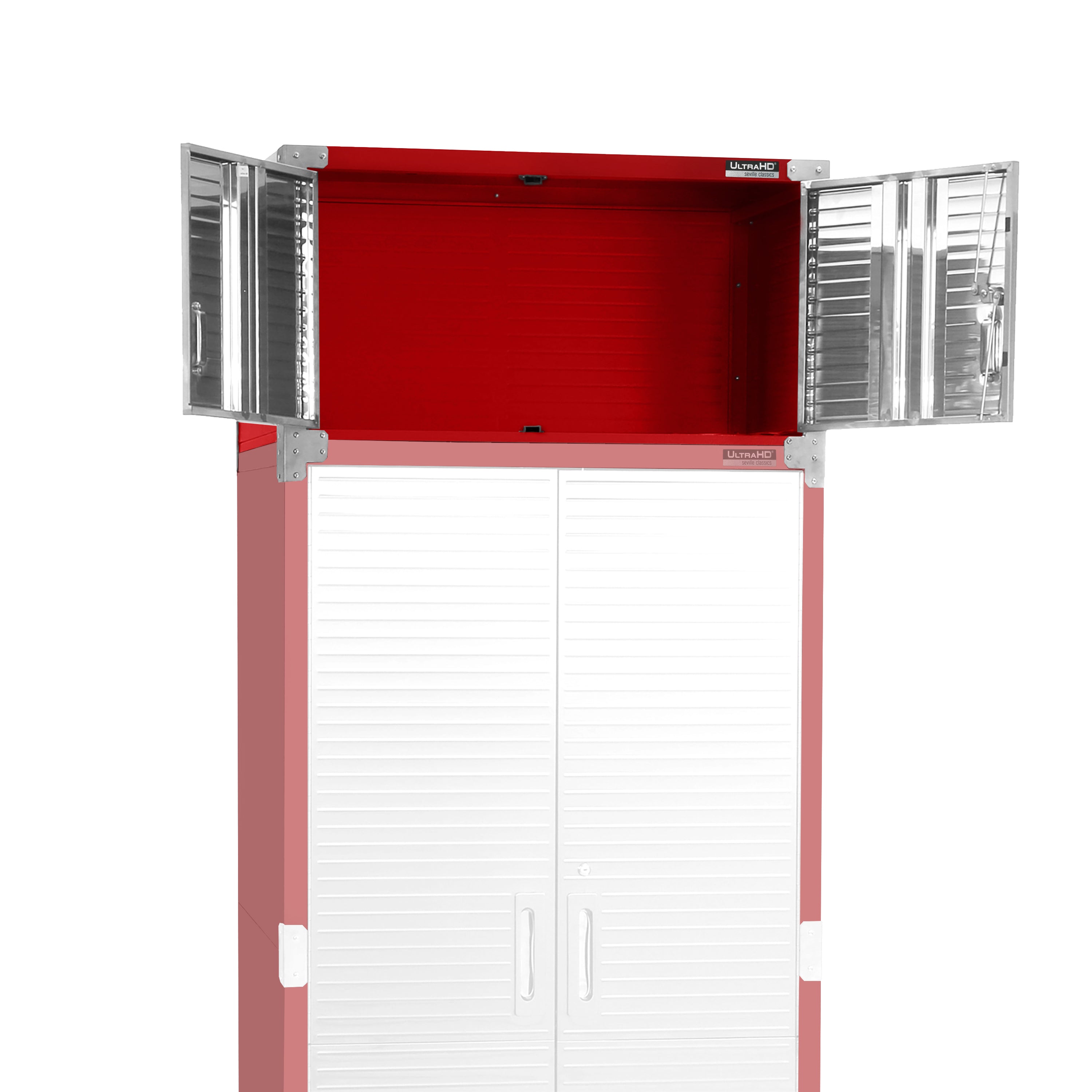 Premium UltraHD® Stacking Top Cabinet - 24 Inch Kitchen Storage Organizer with Adjustable Shelves, Durable Red Finish - Perfect for Pantry, Bathroom & Garage Organization