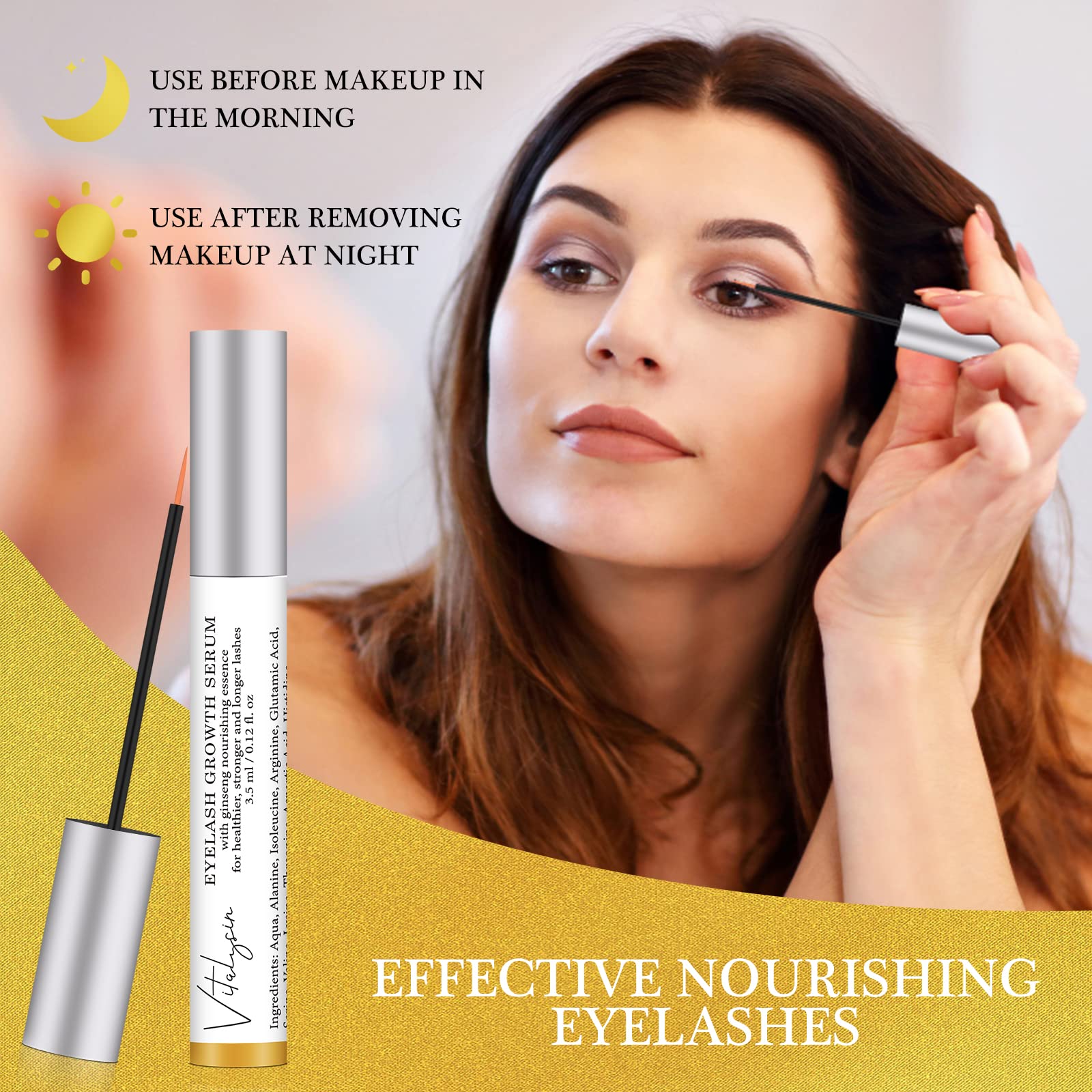 Natural Eyelash Growth Serum for Longer, Thicker Lashes - Advanced Formula with Biotin & Peptides | Perfect for Nighttime Use & Special Occasions