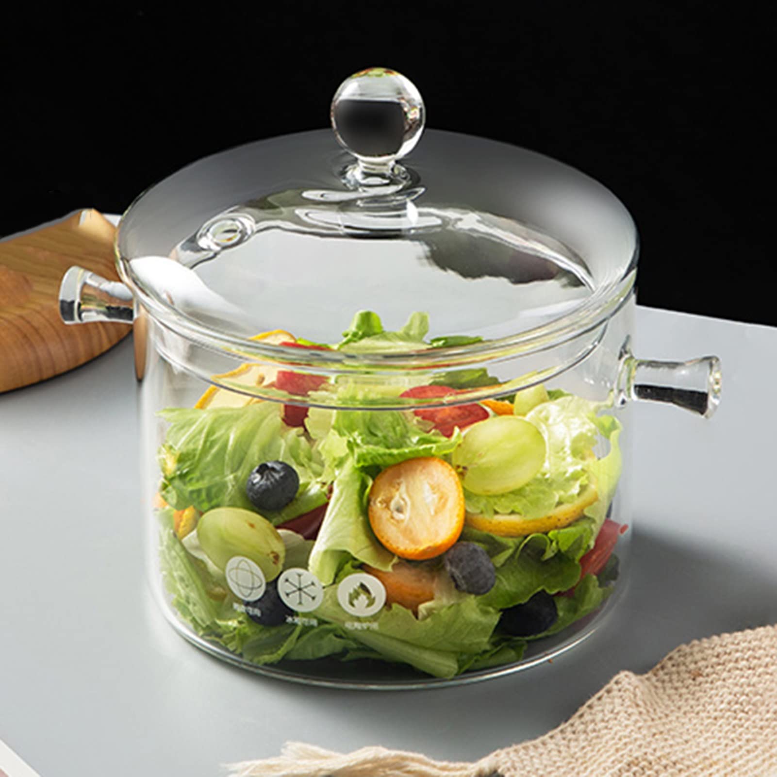 Heat-Resistant Clear Glass Saucepan with Lid - 1300ML Nonstick Stovetop Pot for Pasta, Soup, Milk & Baby Food - Perfect for Cooking, Boiling & Meal Prep