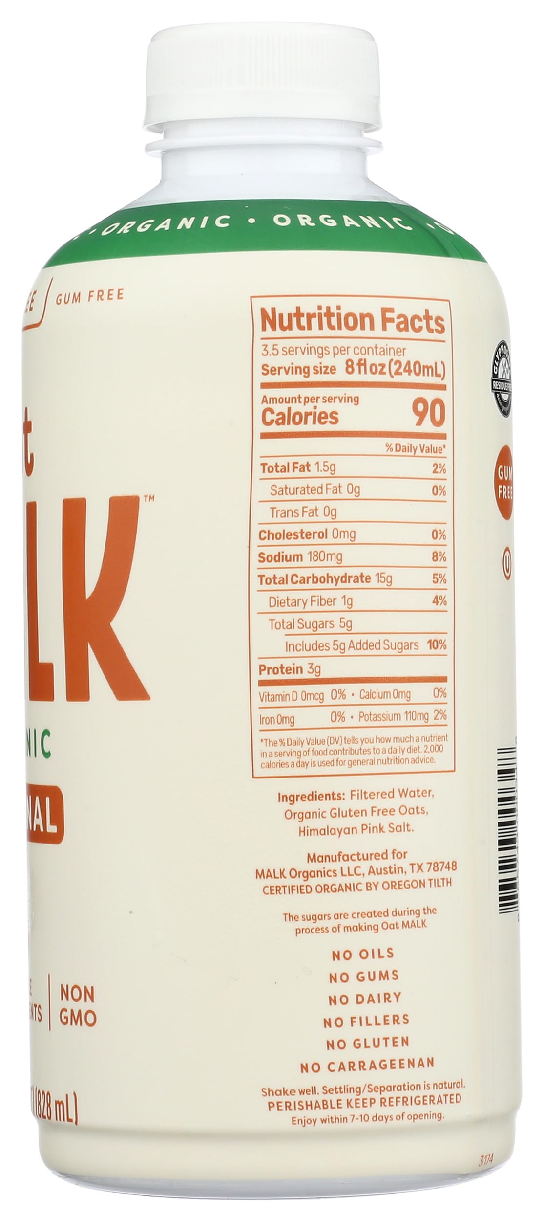 Organic Original Oat Milk 28 fl oz - Non-GMO, Gluten-Free, Dairy-Free, Vegan Oat Milk - Perfect for Coffee, Smoothies & Baking (Pack of 6)