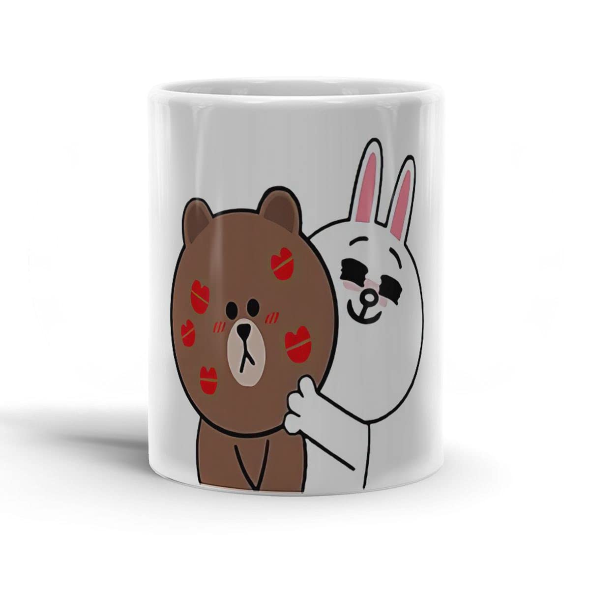 Ceramic White Coffee Mug with Brown Bear & Bunny Design - 11oz & 15oz Microwave & Dishwasher Safe - Perfect for Holidays, Weddings, Birthdays, Office & Home Use - Great for Tea, Coffee & Party Celebrations