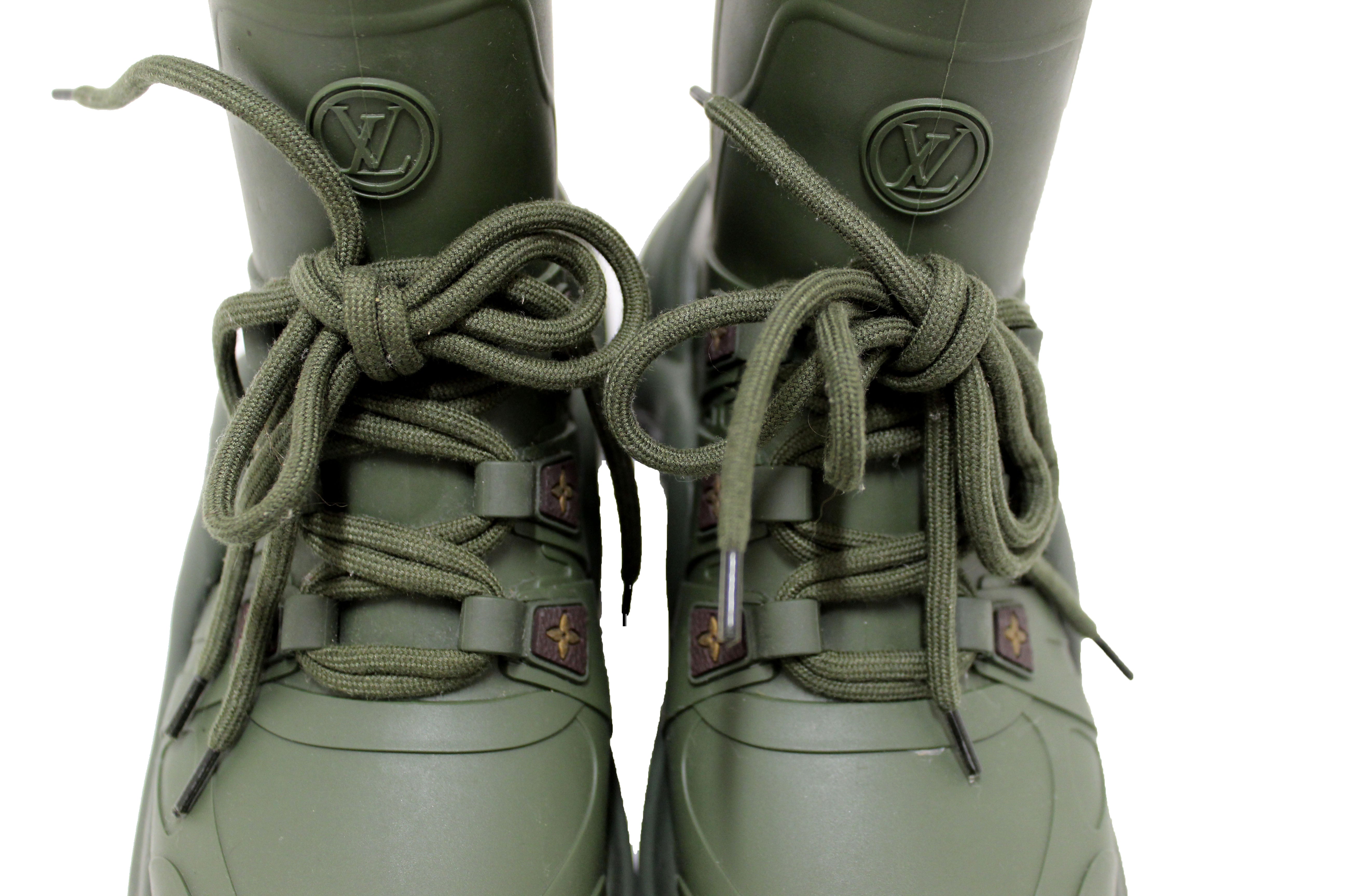 Authentic Louis Vuitton Khaki Green Mat Rubber Archlight Sneaker Boots Women's Size 37 - Luxury Fashion Sneakers for Casual Wear & Street Style Outfits
