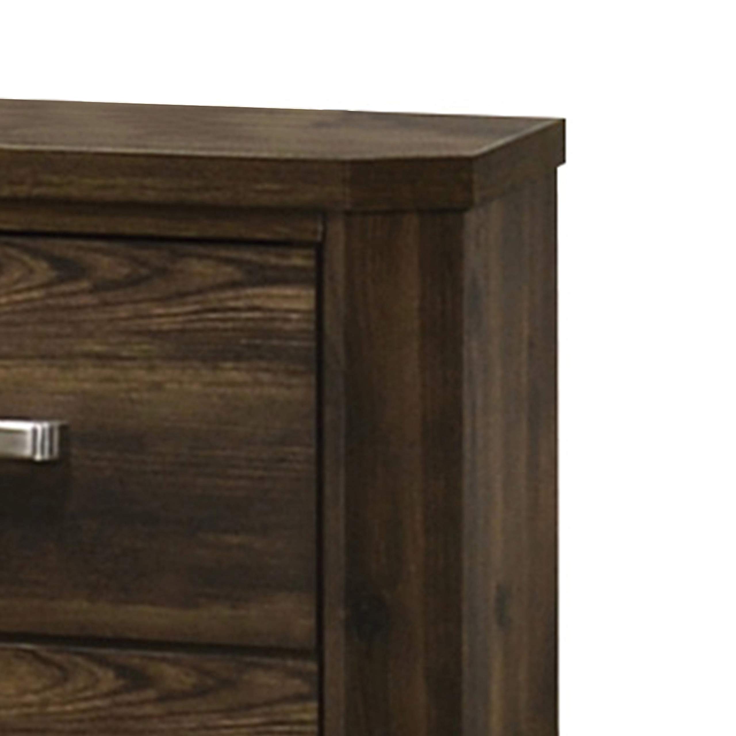 Benjara Brown Transitional Style 2-Drawer Wooden Nightstand with Plinth Base - Bedside Table for Bedroom, Living Room & Guest Room