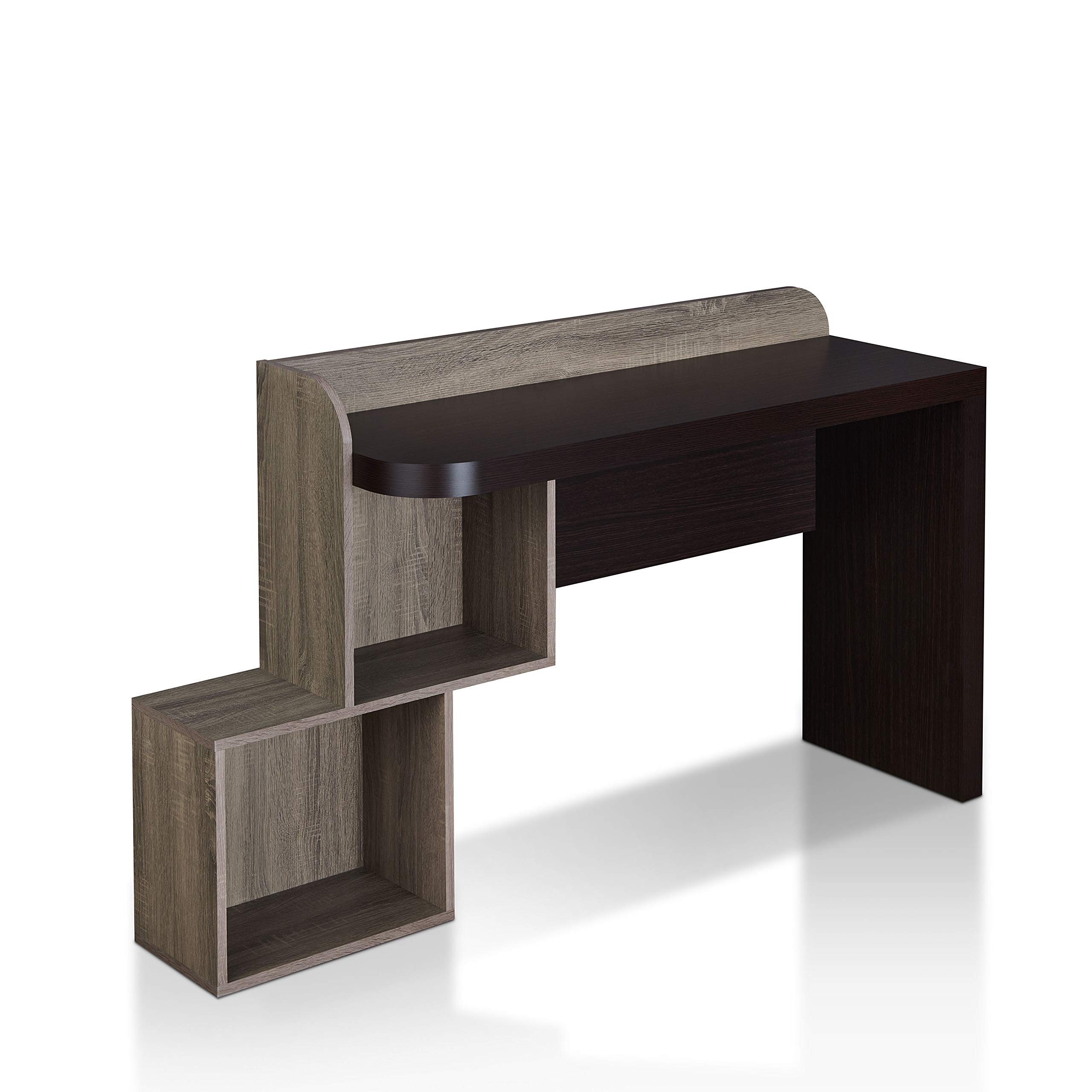 Modern Wood 49-inch Storage Writing Desk with 2 Shelves - Walnut & Chestnut Brown Home Office Desk for Work, Study & Small Spaces | Durable & Stylish Workspace Solution