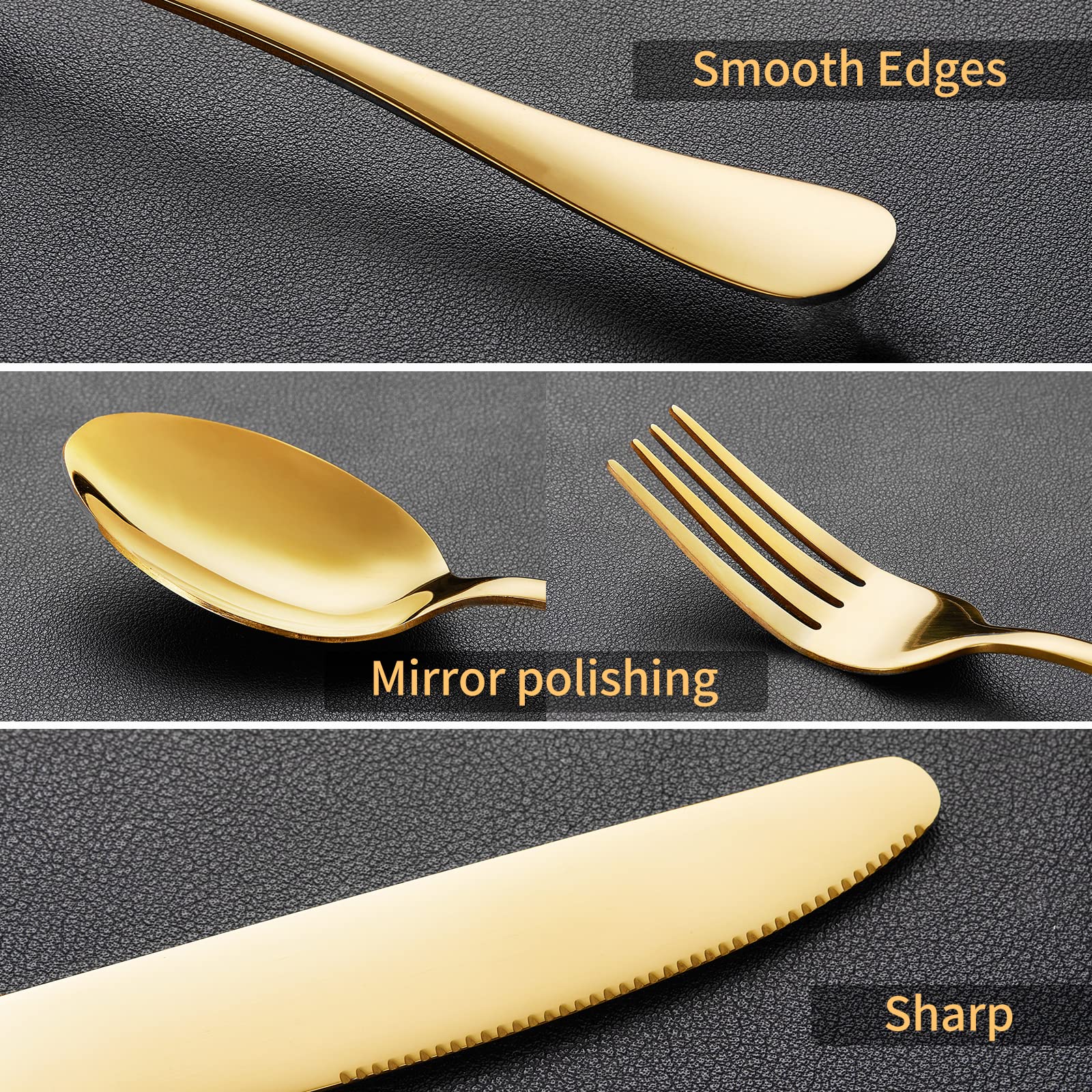 20-Piece Gold Silverware Set - Stainless Steel Flatware Cutlery Set for Home, Kitchen, Restaurant, Hotel - Tableware Service for 4 - Dishwasher Safe Spoons & Forks Set - Perfect for Dinner Parties, Weddings & Fine Dining