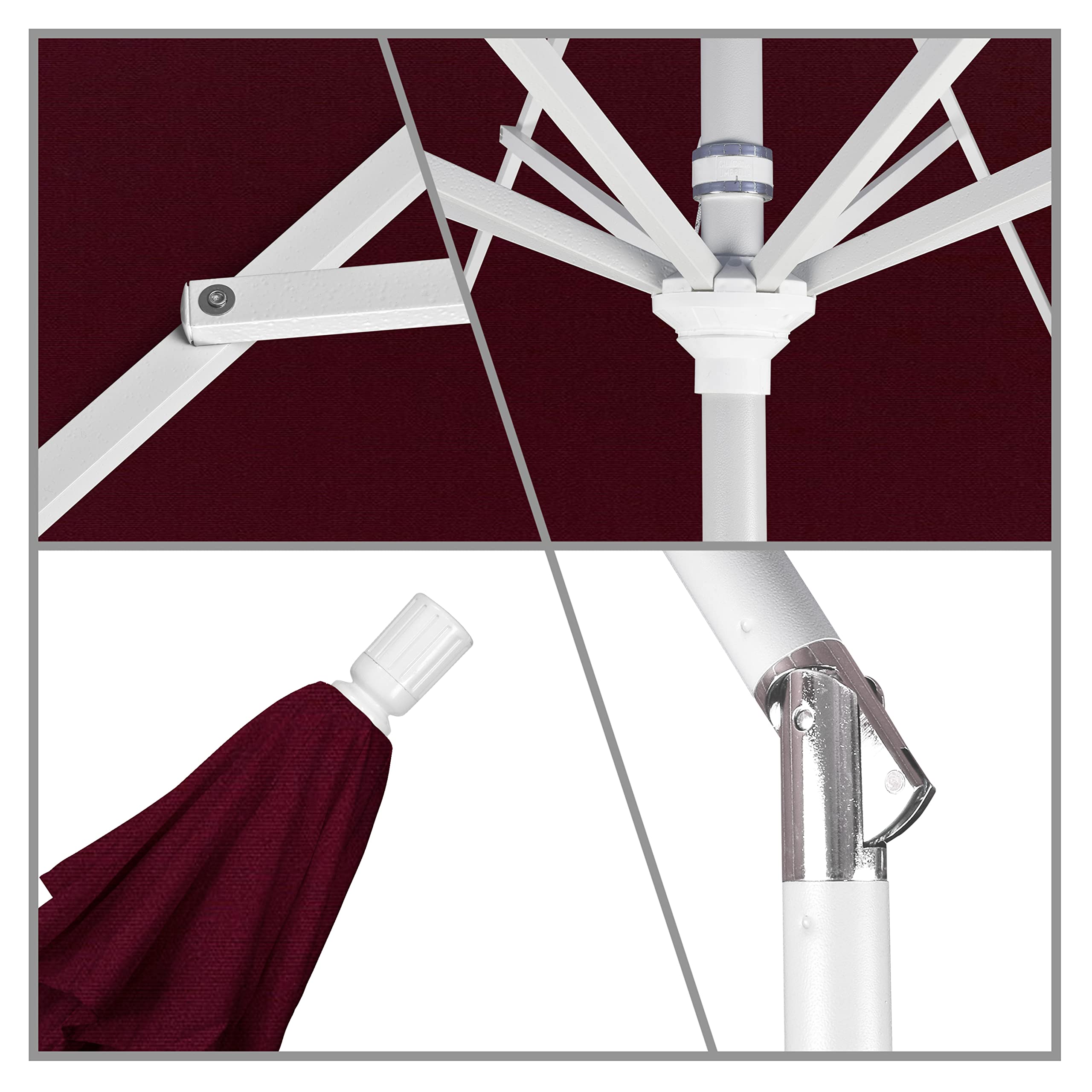 11' Round Aluminum Market Umbrella with Crank & Tilt - Pacifica Burgundy for Patio & Outdoor Dining