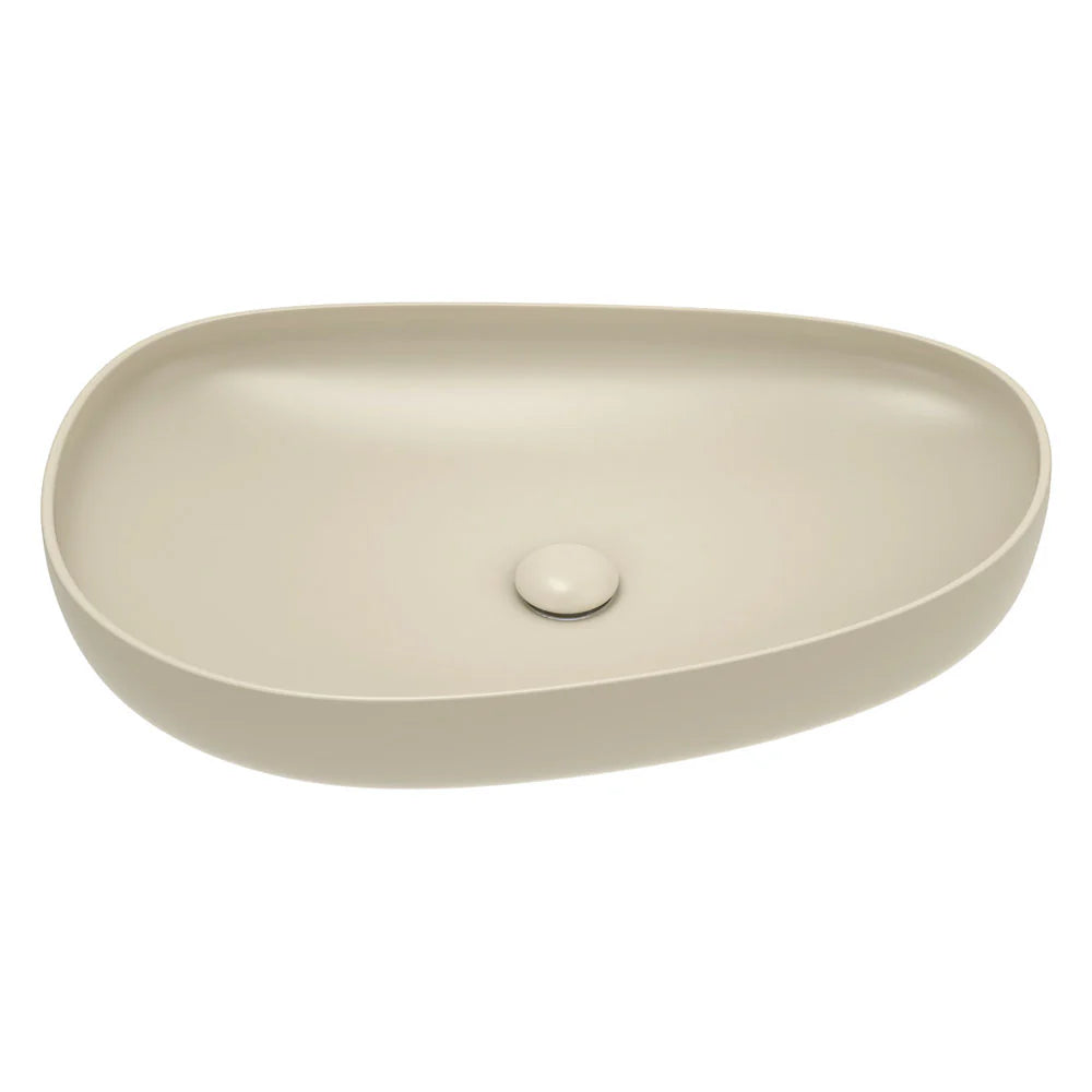 Fienza RB489MK Pebble Large Above Counter Bathroom Sink, Matte Khaki - Modern Farmhouse Vanity for Powder Room & Guest Bath Decor