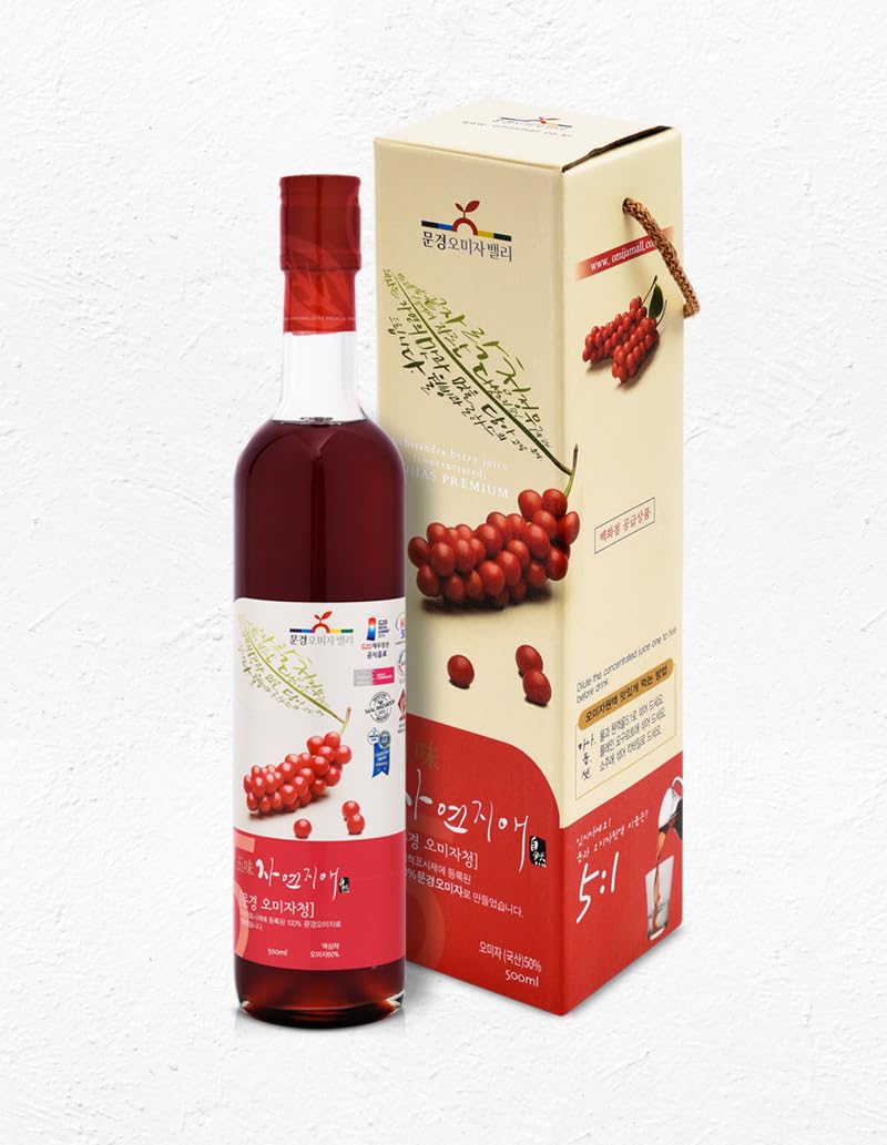 Premium Korean Schisandra Berry Omija Cheong Extract 16.9 oz (500ml) - 100% Natural Syrup Juice with Halal, ISO22000 & HACCP Certification - Great for Cocktails, Tea & Health Drinks