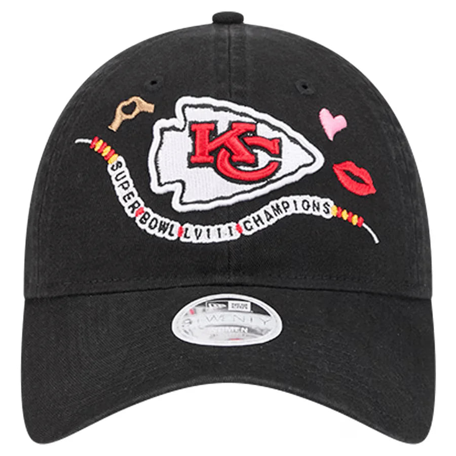 New Era Kansas City Chiefs Women's 9Twenty Adjustable Black Snapback Hat - Perfect for NFL Games, Tailgating & Casual Wear